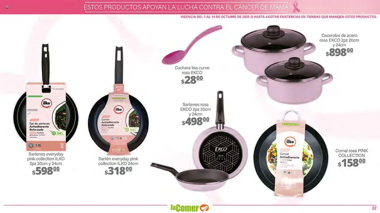 Nuevas ofertas de La Comer válidas en toda la República Mexicana desde el 01.10.2025. ¡Encuentra las mejores ofertas en La Comer - Folleto! | Página: 22 | Productos: Cuchara, Sartén