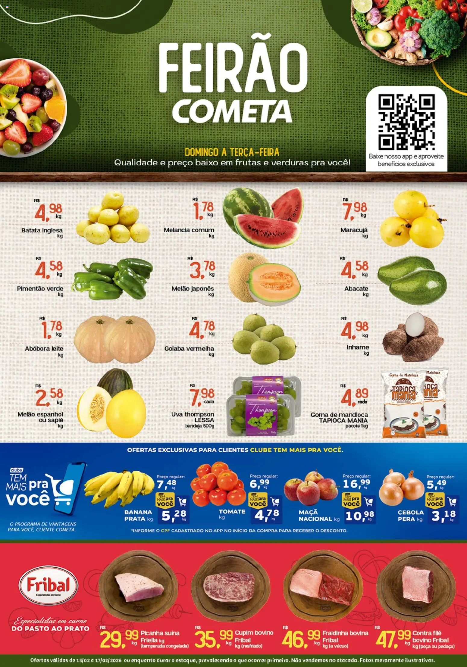 Cometa Supermercados Folheto - válido de 15.02.2026 | Página: 1 | Produtos: Maracujá, Pimentão, Baixo, Bandeja