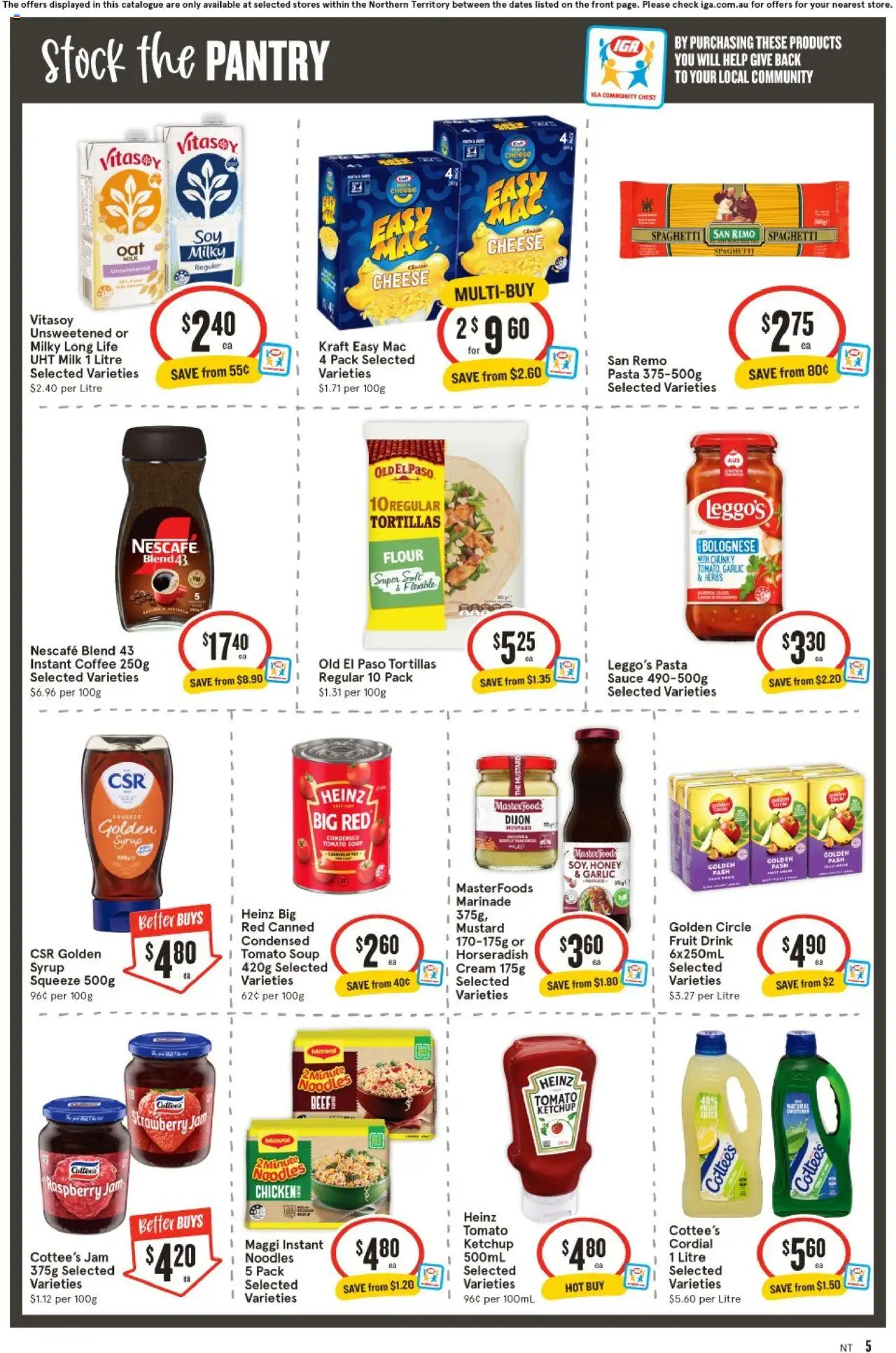 IGA catalogue - valid from 06.08.2025 | Page: 5 | Products: Cheese, Coffee, Pasta, Garlic
