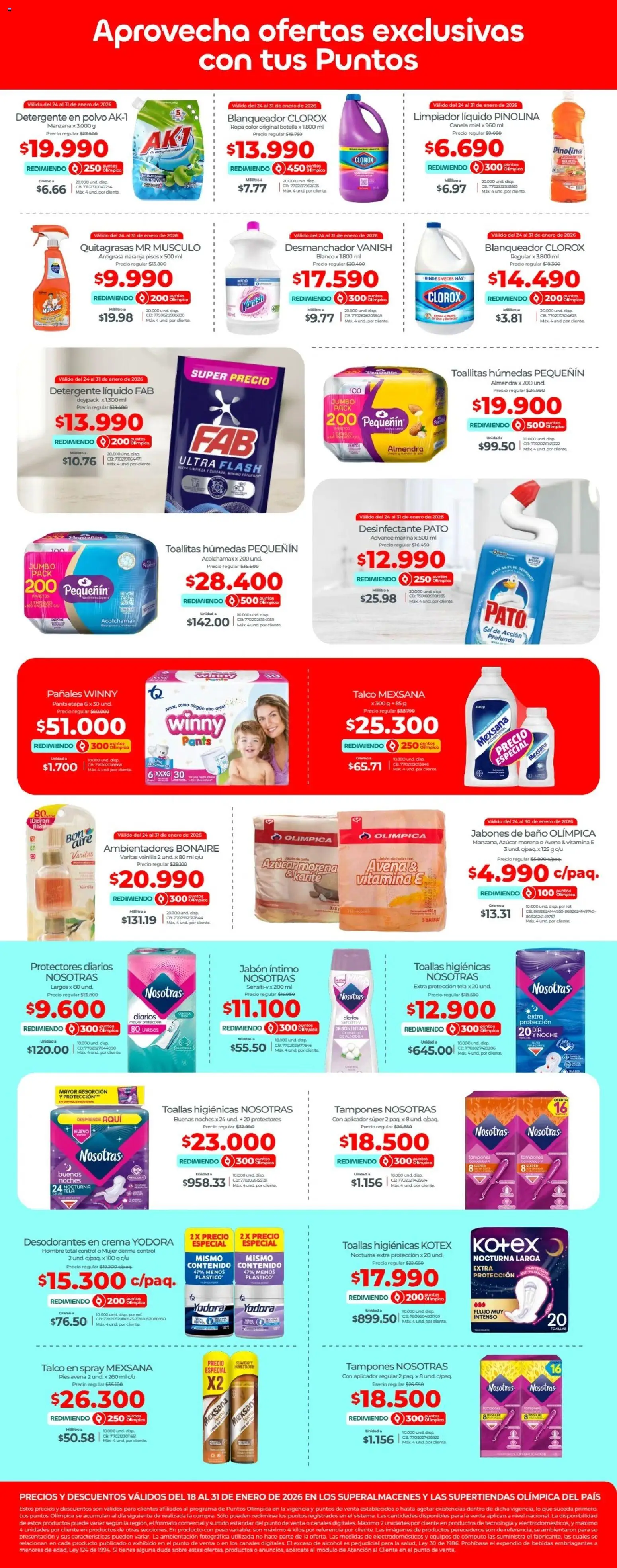 Olímpica revista - valida desde el 18.01.2026 | Página: 5 | Productos: Antigrasa, Tampones, Jabón, Desinfectante