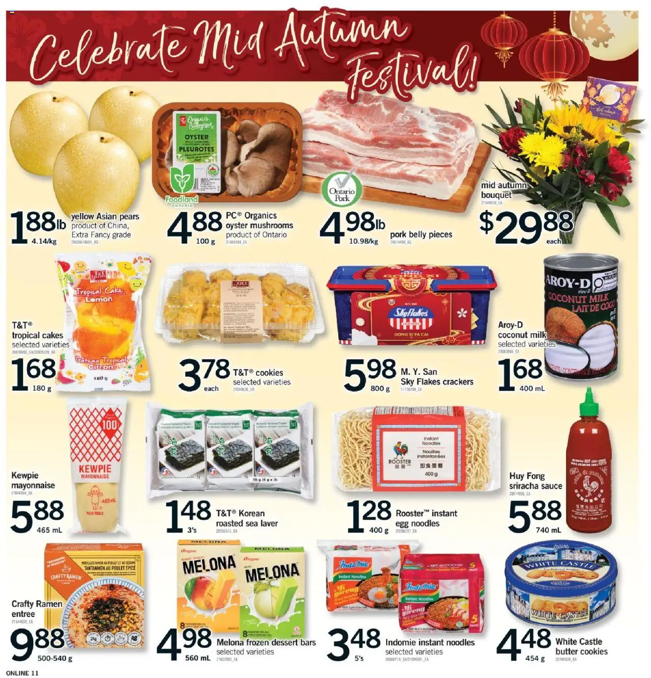 Fortinos flyer valid from 11.09.2025 | Page: 11 | Products: Noodles, Flakes, Butter, Pork