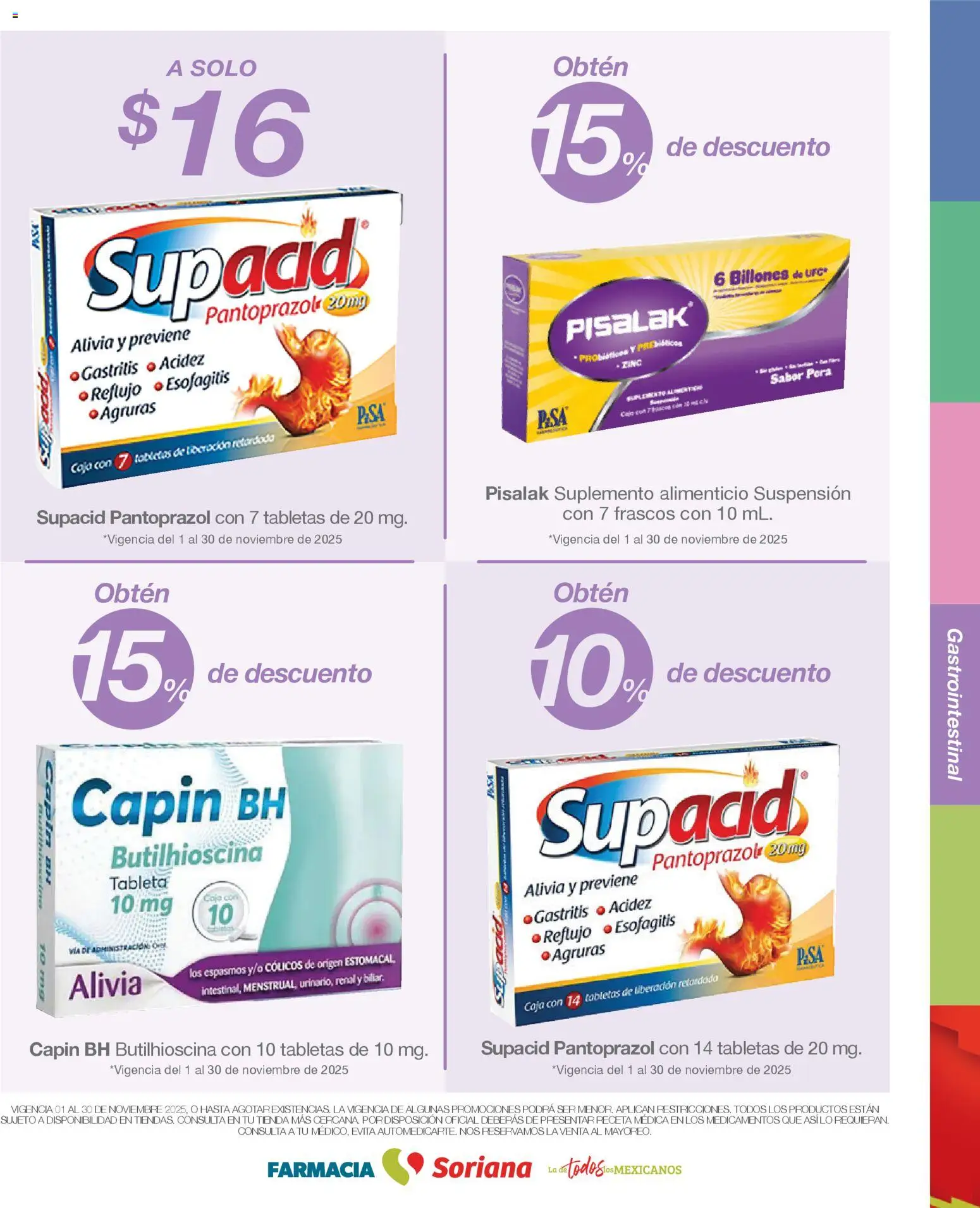 Nuevas ofertas de Soriana válidas en toda la República Mexicana desde el 01.11.2025. ¡Encuentra las mejores ofertas en Soriana - Folleto Farmacia Soriana Noviembre Mercado Nacional! | Página: 6 | Productos: Caja, Tableta