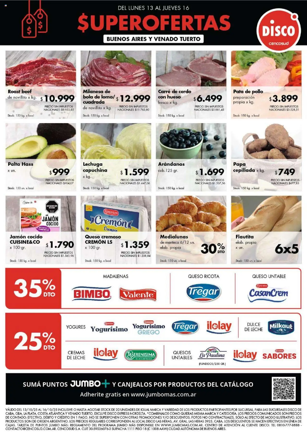 Disco ofertas │ válido desde el 13.10.2025 | Página: 1 | Productos: Papa, Leche, Manteca, Jamón