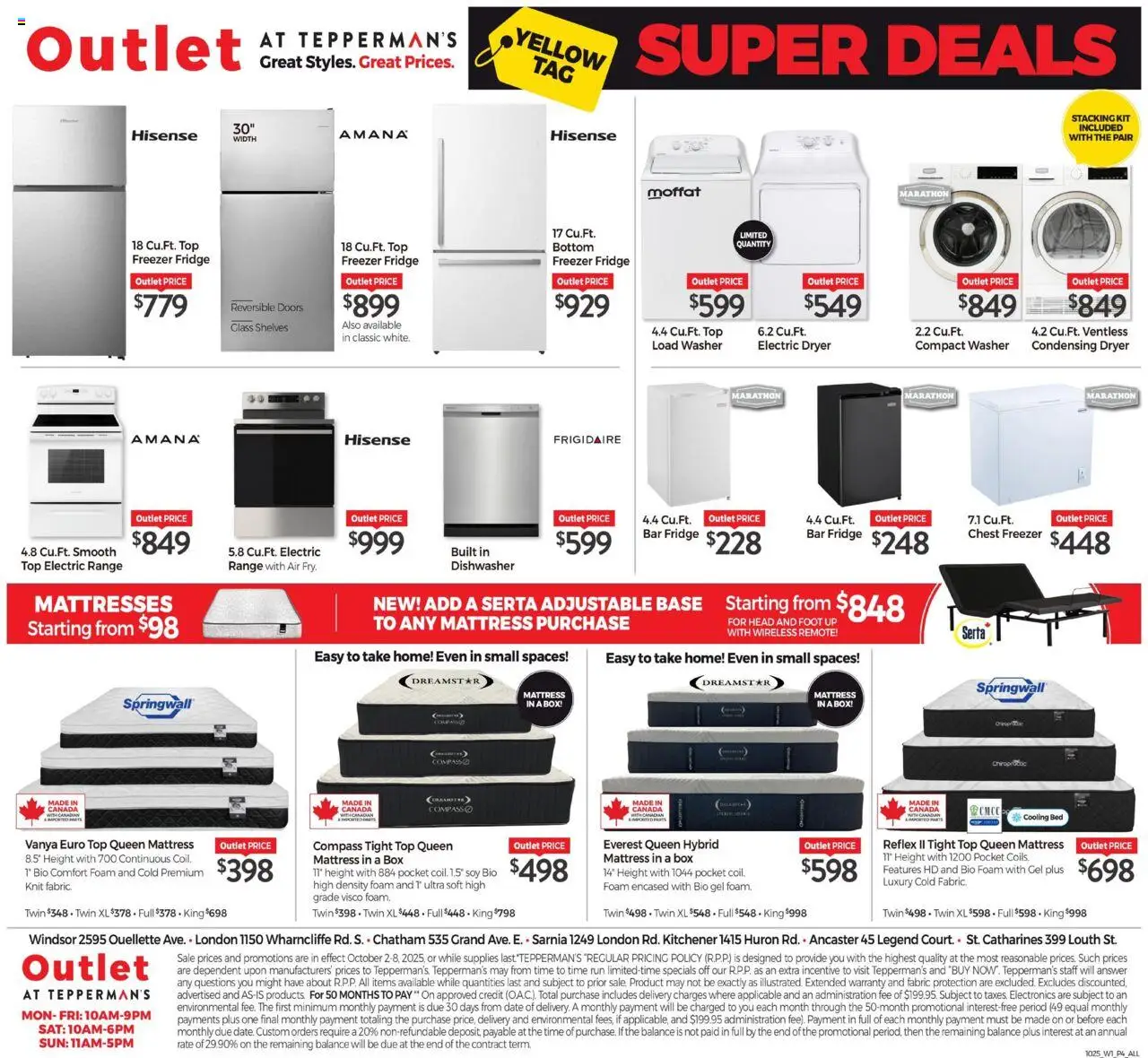 Tepperman's flyer valid from 02.10.2025 | Page: 4 | Products: Freezer, Dryer, Dishwasher, Mattress