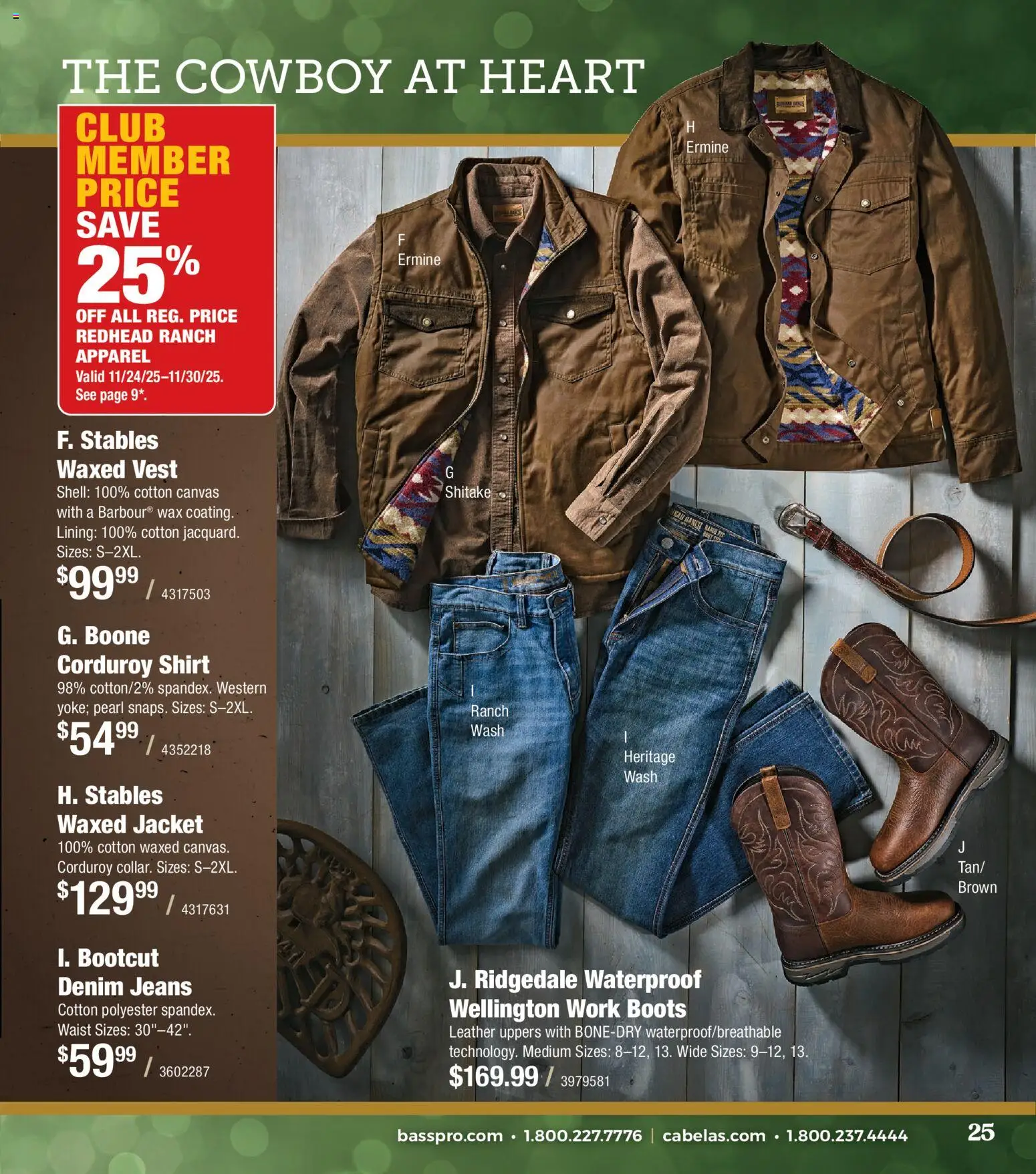 Cabela's Christmas Gift Guide 25 - valid from 01.11.2025 | Page: 25 | Products: Vest, Jacket, Boots, Jeans