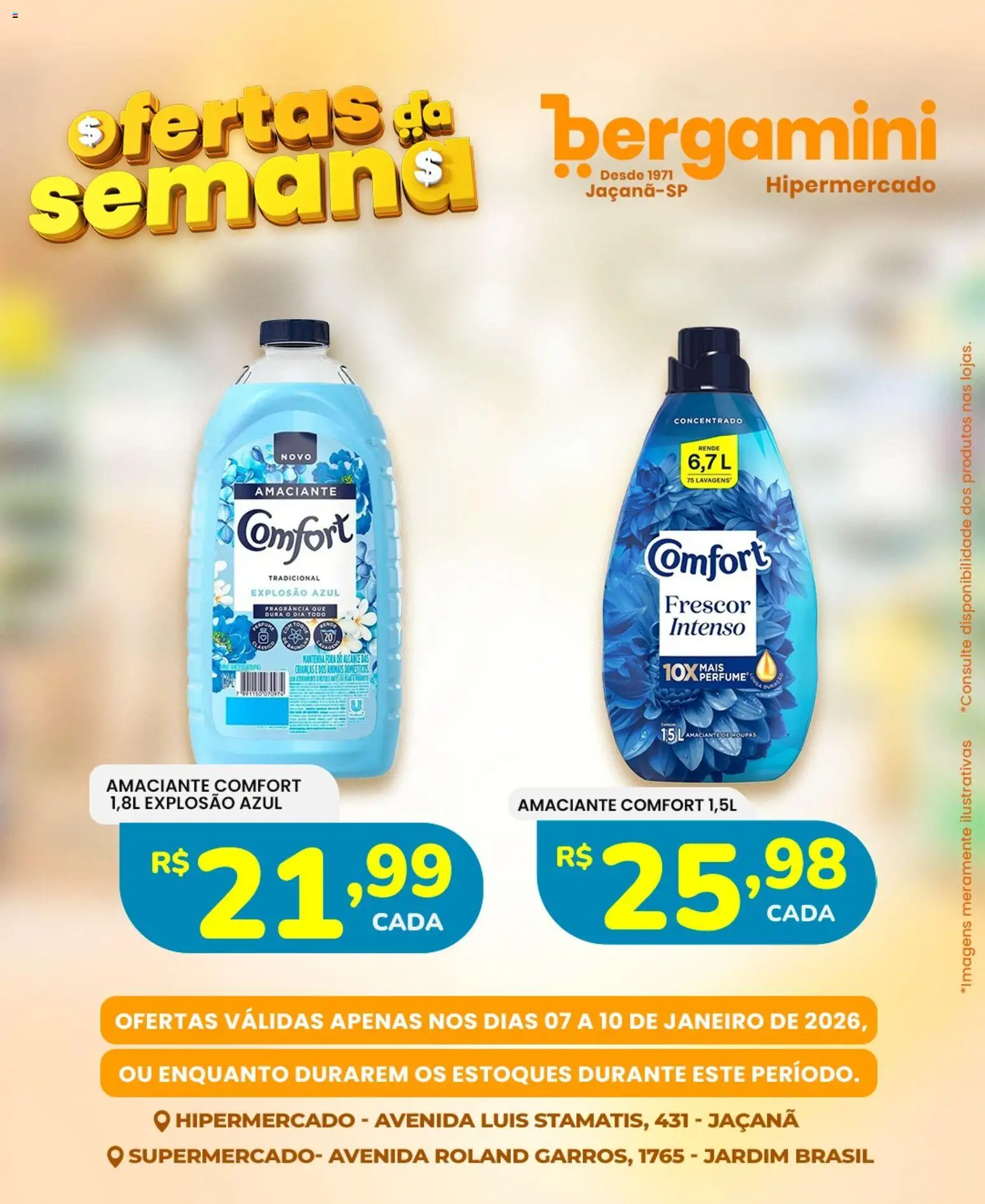 Supermercado Bergamini Folheto - válido de 07.01.2026 | Página: 10 | Produtos: Fragrância, Amaciante de roupas, Roupas, Amaciante