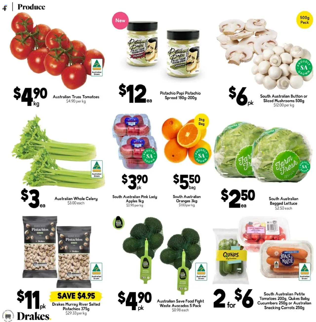 Drakes catalogue - valid from 17.09.2025 | Page: 4 | Products: Lettuce, Oranges, Tomatoes, Mushrooms