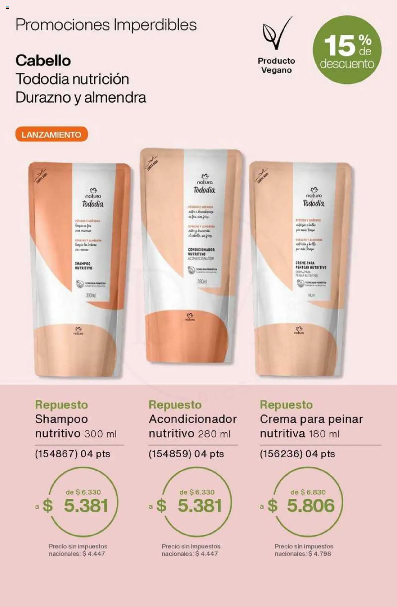 Catálogo Natura Ciclo 8 │ válido desde el 03.06.2025 | Página: 41 | Productos: Durazno, Shampoo, Acondicionador, Pala