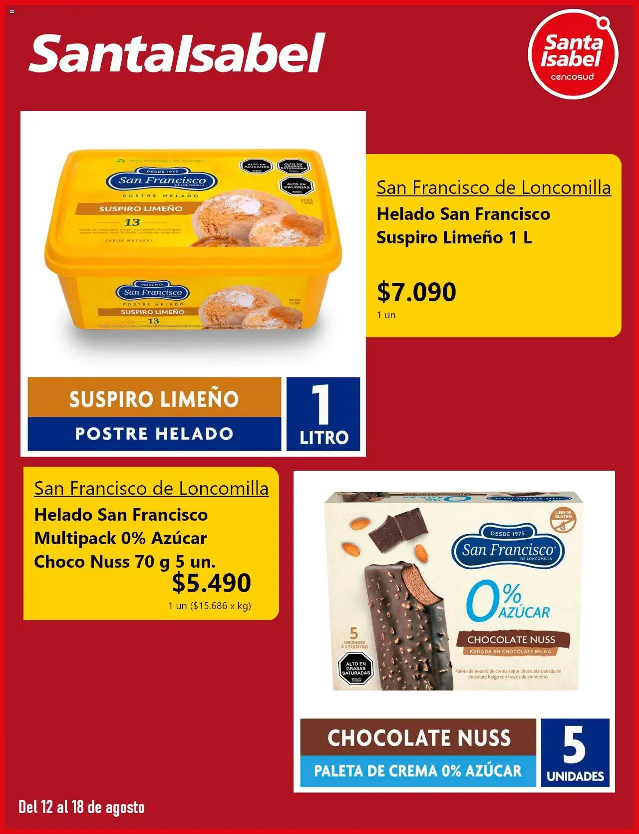 Santa Isabel ofertas  │ válido desde el 12.08.2025 | Página: 4 | Productos: Chocolate, Azucar, Crema, Helado
