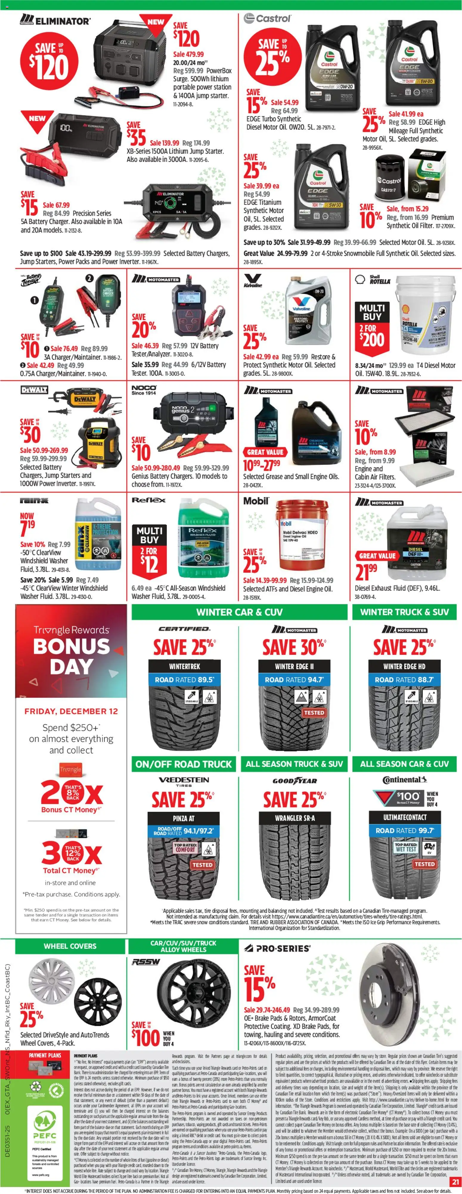 Canadian Tire flyer valid from 11.12.2025 | Page: 23 | Products: Battery, Oil