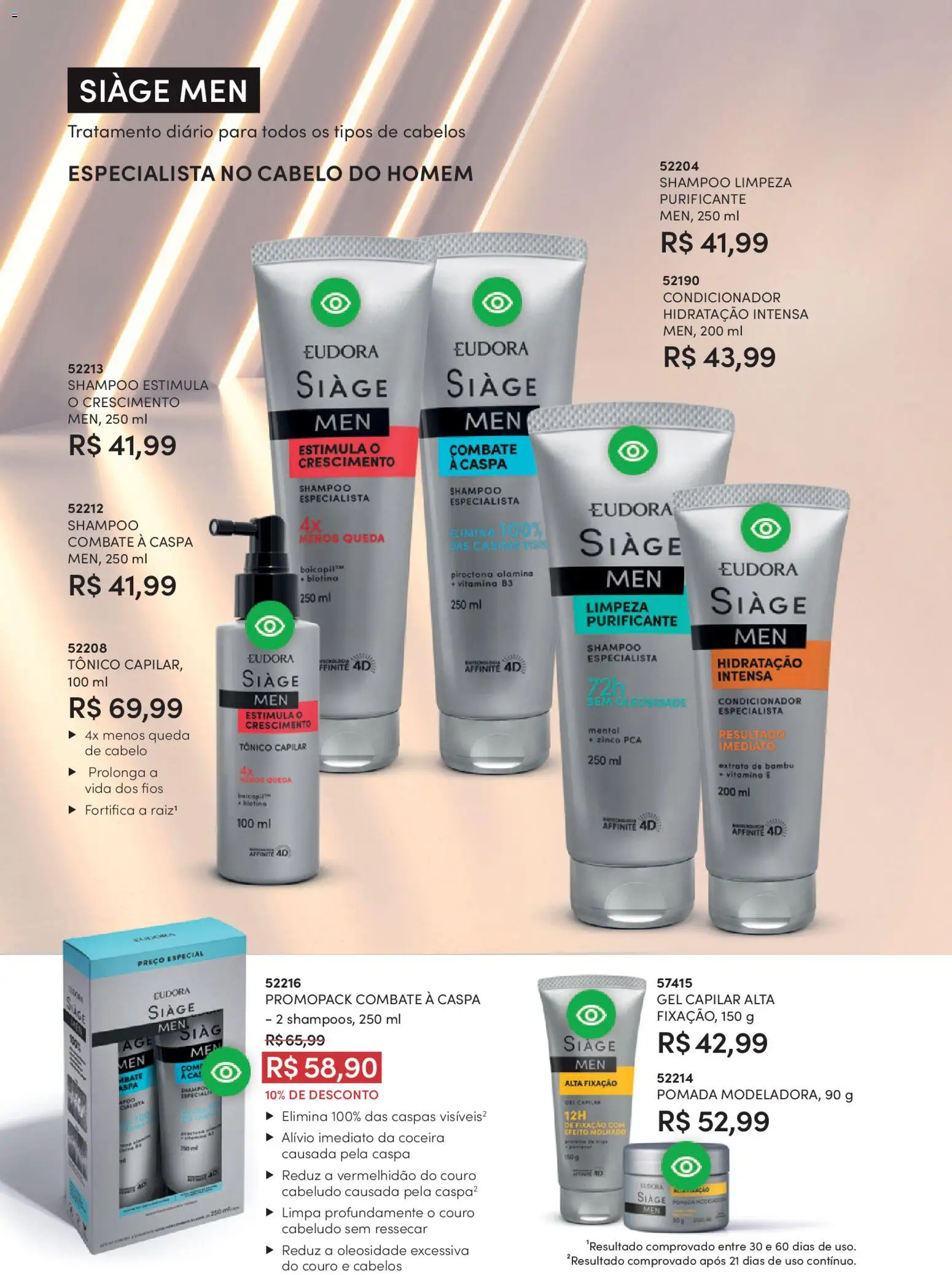 Eudora Folheto - válido de 17.12.2025 | Página: 55 | Produtos: Shampoo, Tônico, Condicionador, Pomada