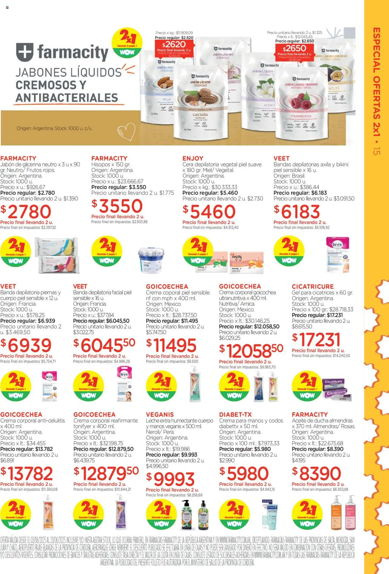 Farmacity catálogo │ válido desde el 03.06.2025 | Página: 15 | Productos: Ducha, Sales, Leche, Crema