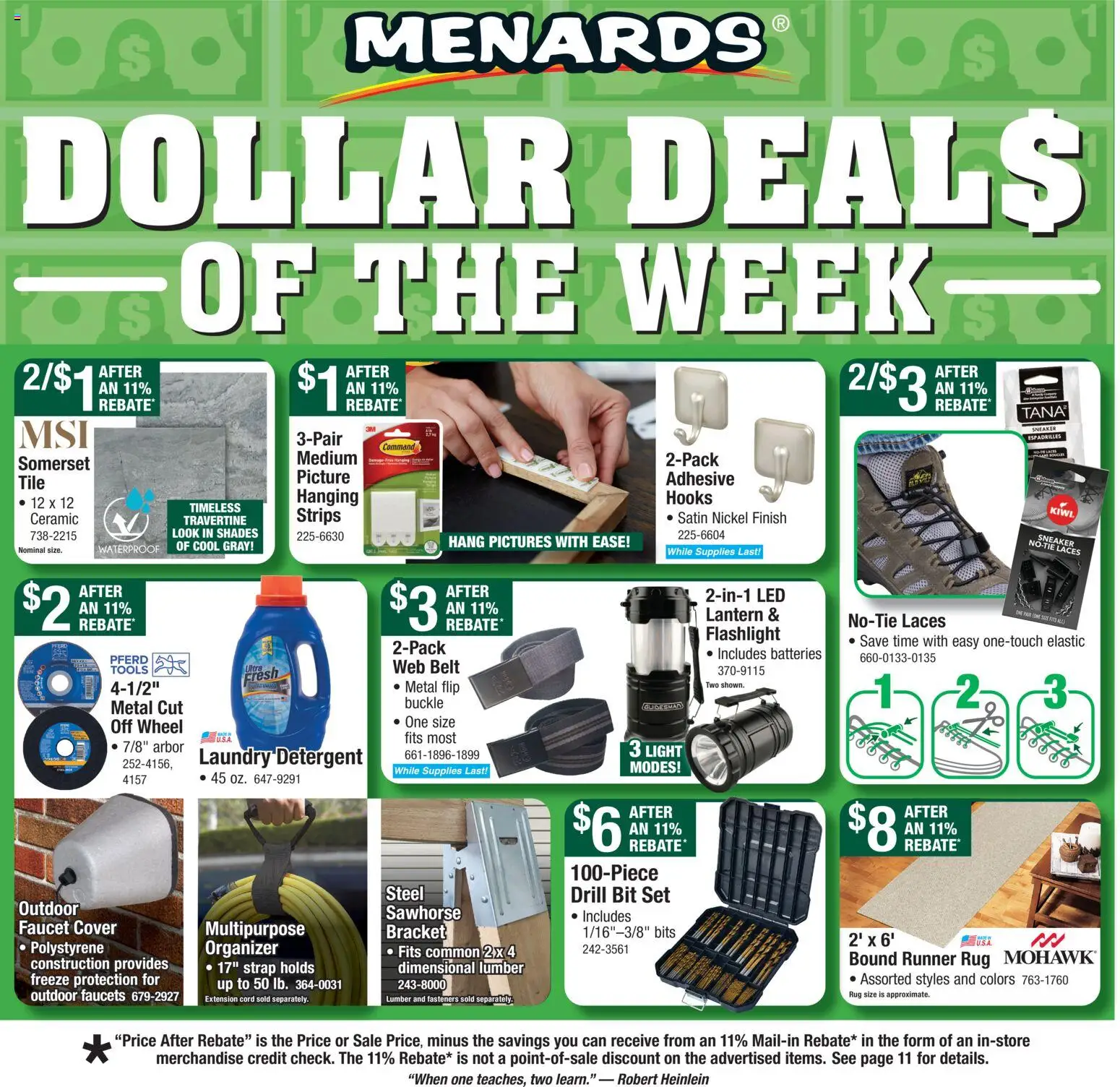 Menards Weekly Ad - valid from 22.10.2025 | Page: 2 | Products: Drill Bit, Detergent, Kiwi, Belt