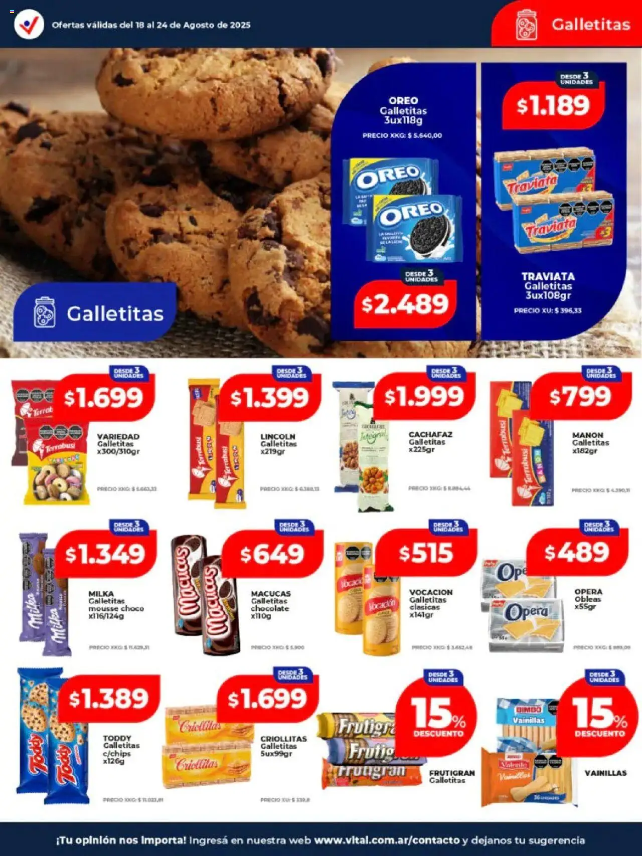 Vital - Ofertas - Abasto │ válido desde el 18.08.2025 | Página: 19 | Productos: Galletitas, Mousse, Chocolate