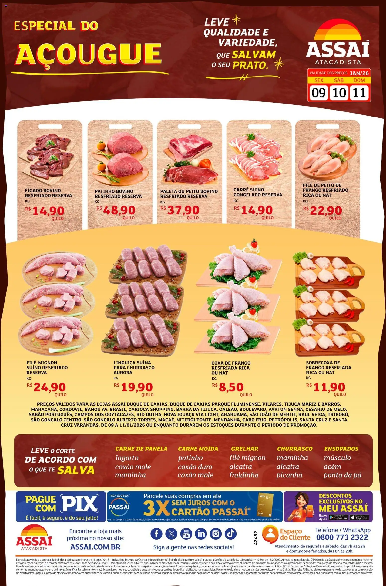 Assaí Atacadista Folheto - válido de 09.01.2026 | Página: 1 | Produtos: Panela, Filé mignon, Carne, Pá