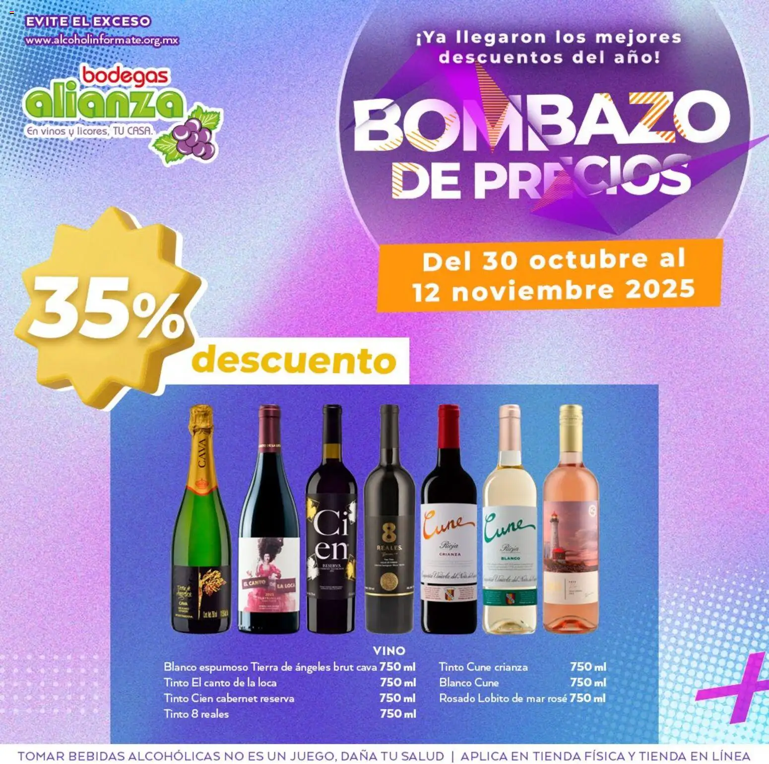 Nuevas ofertas de Bodegas Alianza válidas en toda la República Mexicana desde el 30.10.2025. ¡Encuentra las mejores ofertas en Bodegas Alianza catálogo Bombazo de Precios! | Página: 11 | Productos: Cava, Vino