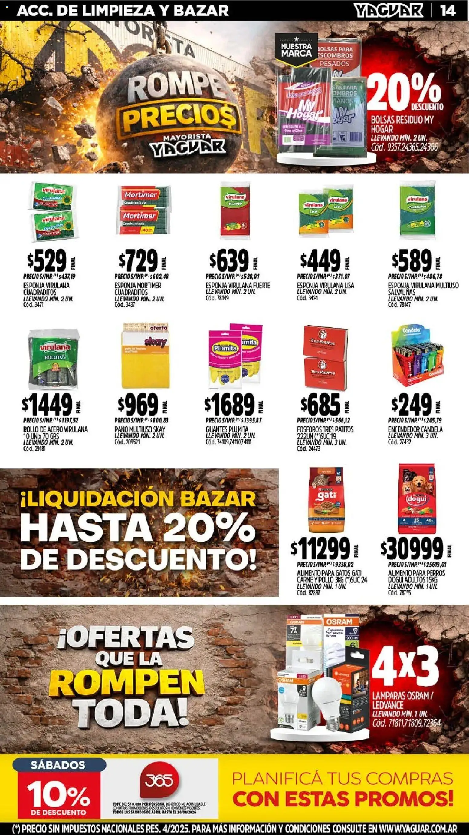 Yaguar - Oferta Semanal Salta │ válido desde el 20.04.2026 | Página: 15 | Productos: Fósforos, Encendedor, Esponja, Guantes