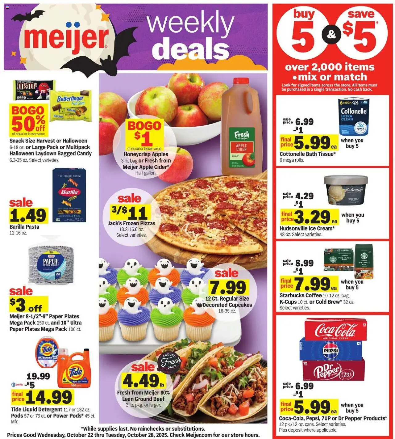 Meijer Weekly Ad - valid from 22.10.2025 | Page: 1 | Products: Bath, Beef, Detergent, Pasta