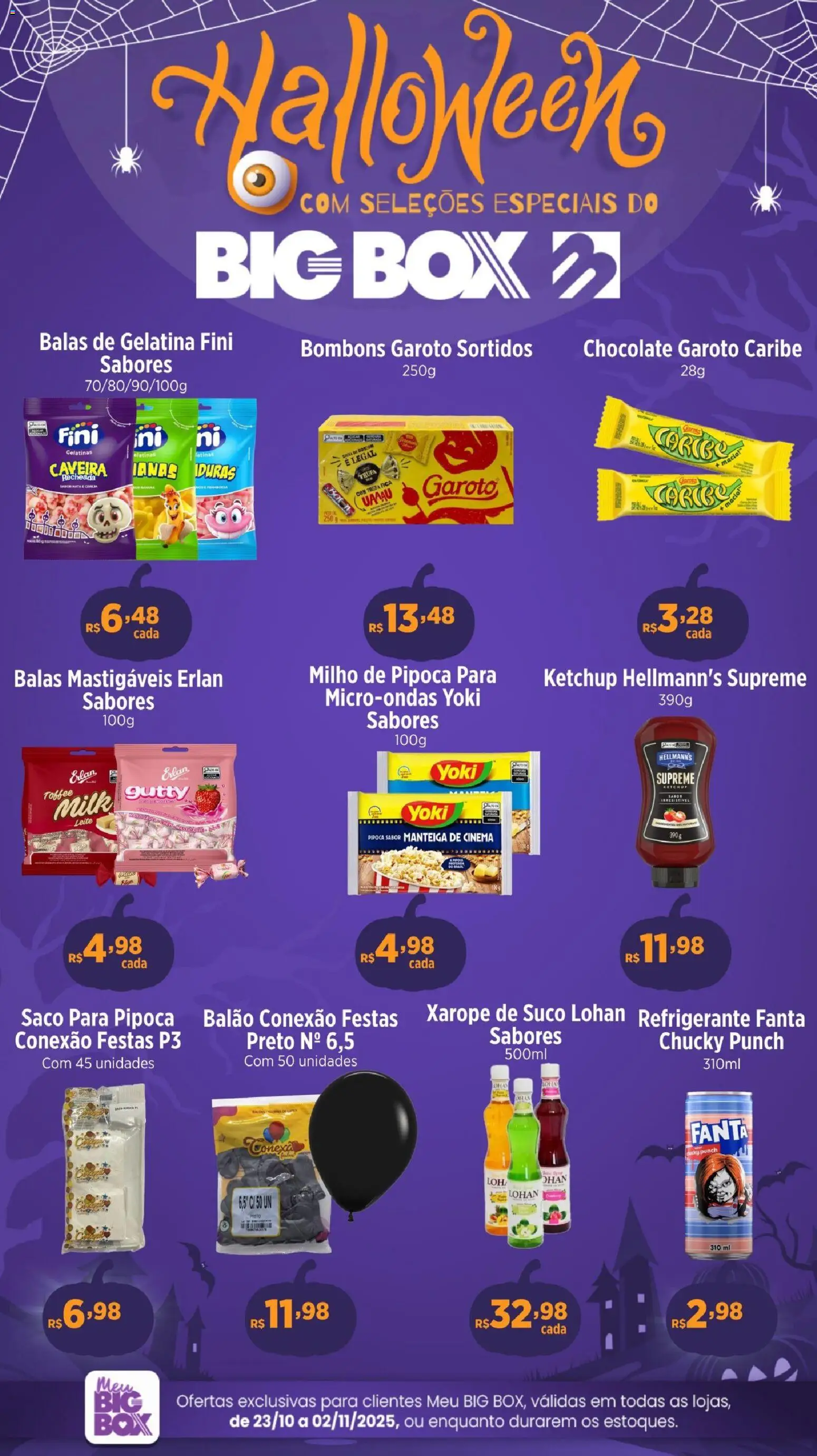 Big Box Folheto - válido de 23.10.2025 | Página: 2 | Produtos: Chocolate, Suco, Ketchup, Pipoca