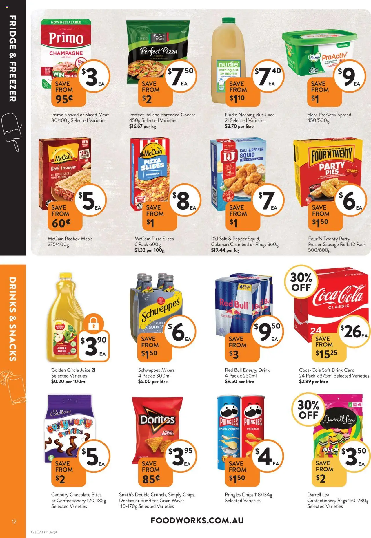 Foodworks catalogue - valid from 13.08.2025 | Page: 12 | Products: Energy drink, Juice, Pies, Freezer