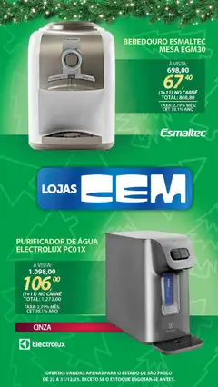 Lojas Cem - Ofertas atuais - Pré-Visualização do folheto da loja Lojas Cem, válido de 22.12.2025 | Página: 31 | Produtos: Bebedouro, Purificador, Mesa, Carne