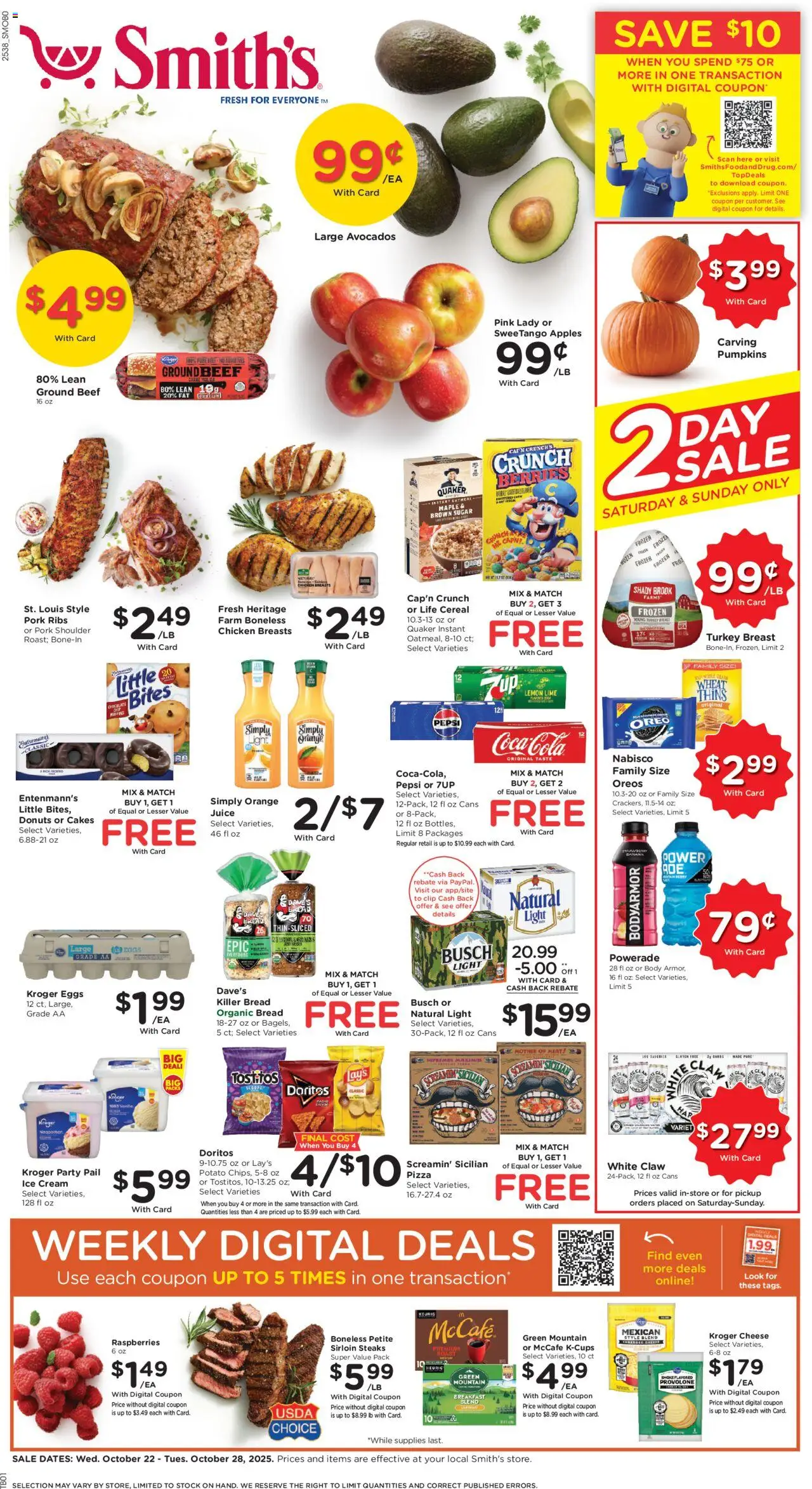 Smith's Weekly Ad - ID - valid from 22.10.2025 | Page: 1 | Products: Cheese, Pizza, Beef, Cream