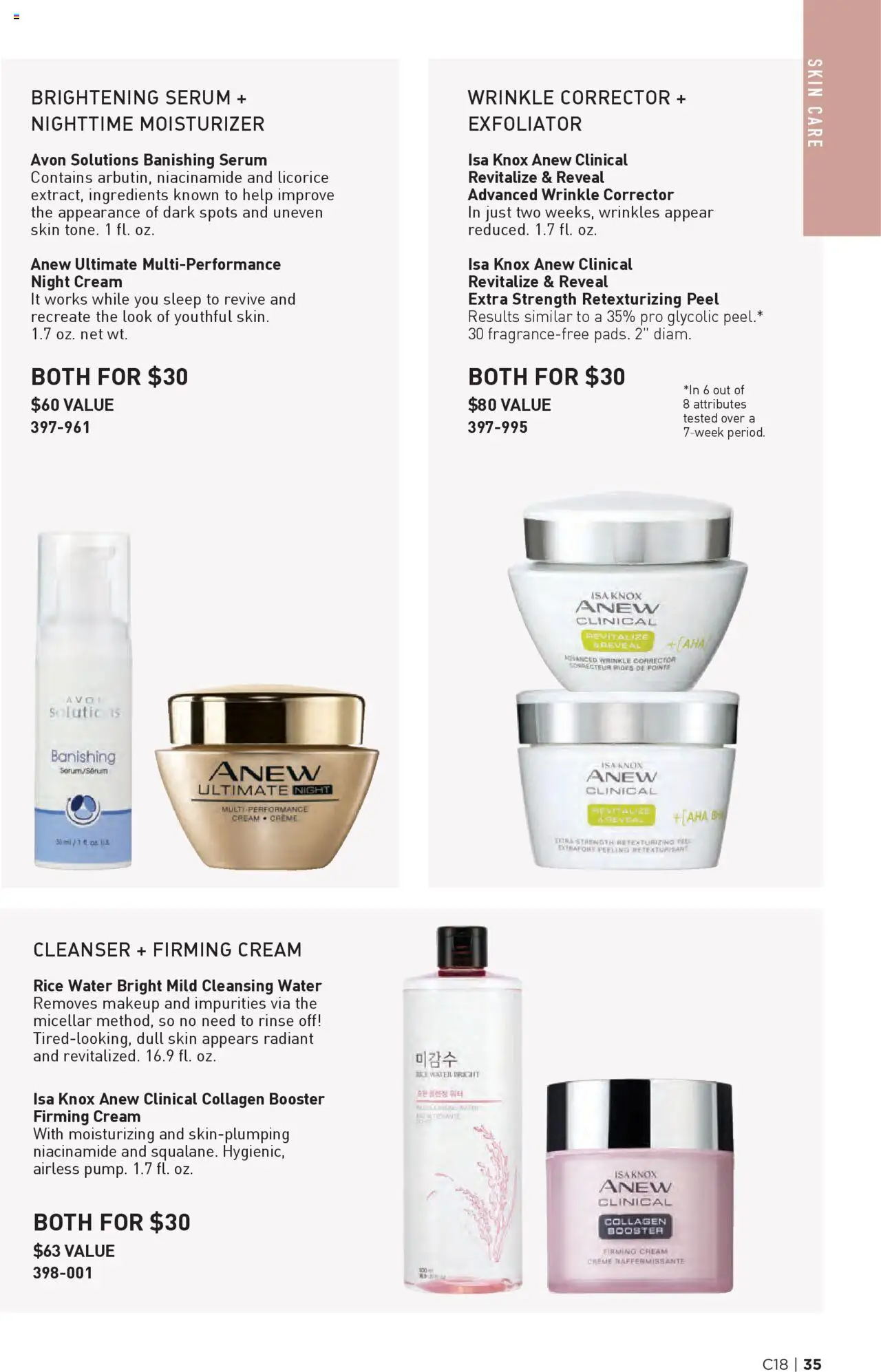 Avon Brochure - valid from 27.08.2025 | Page: 35 | Products: Night Cream, Peeling, Rice, Water