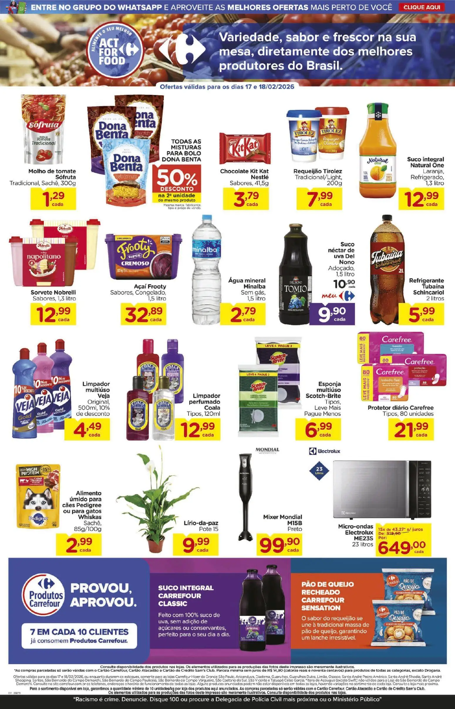 Carrefour Folheto - válido de 17.02.2026 | Página: 3 | Produtos: Pão, Chocolate, Pão de queijo, Açaí