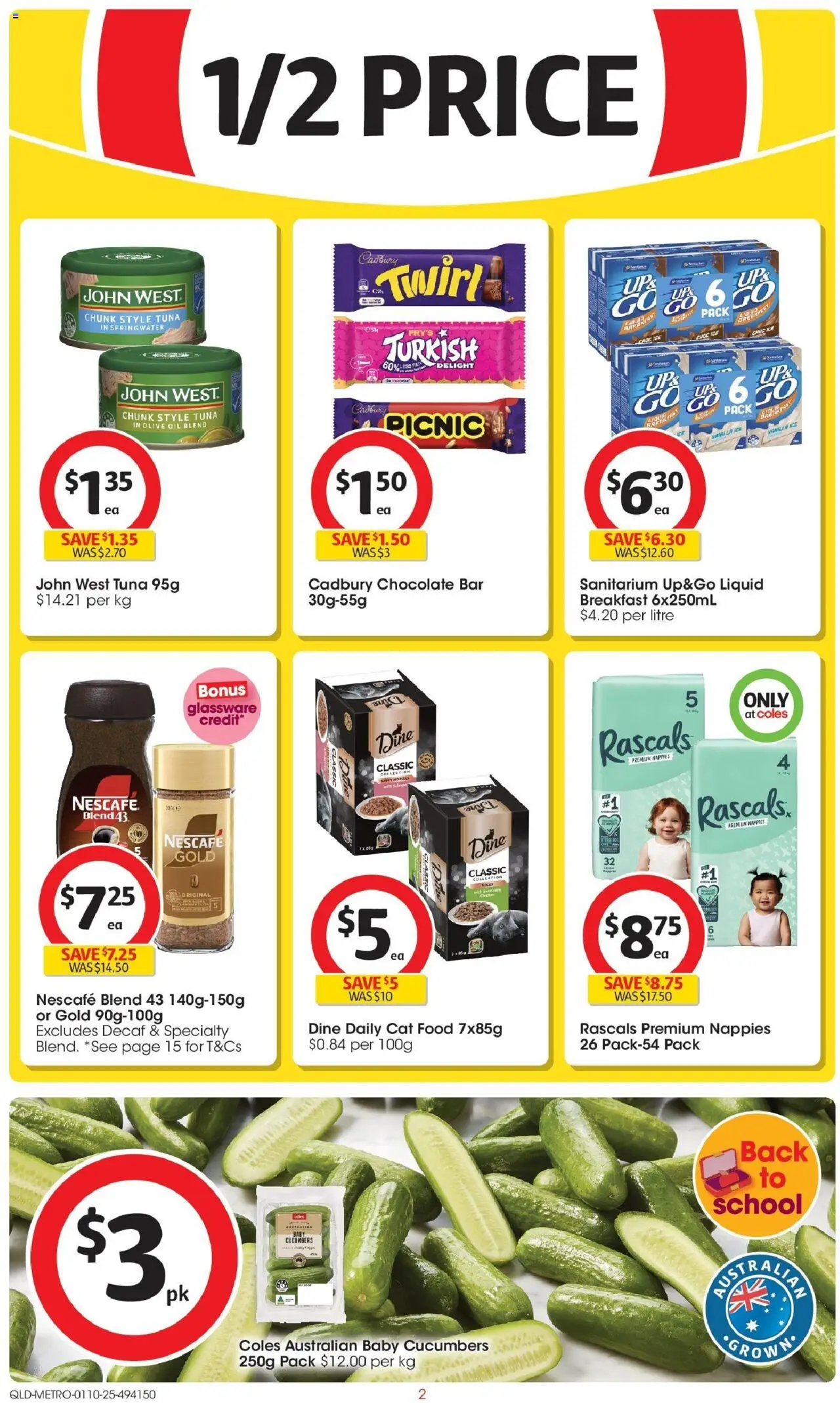 Coles catalogue - valid from 01.10.2025 | Page: 2 | Products: Chocolate, Glassware, Olive oil, Cucumbers