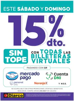 Vista previa Diarco - 15% Off En Todas Las Billeteras Virtuales válido desde el 13.09.2025