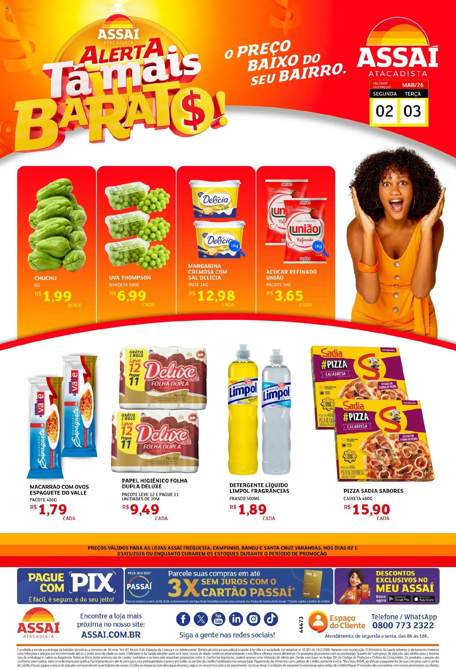 Assaí Atacadista Folheto - válido de 02.03.2026 | Página: 1 | Produtos: Forno, Base, Creme, Papel higiênico