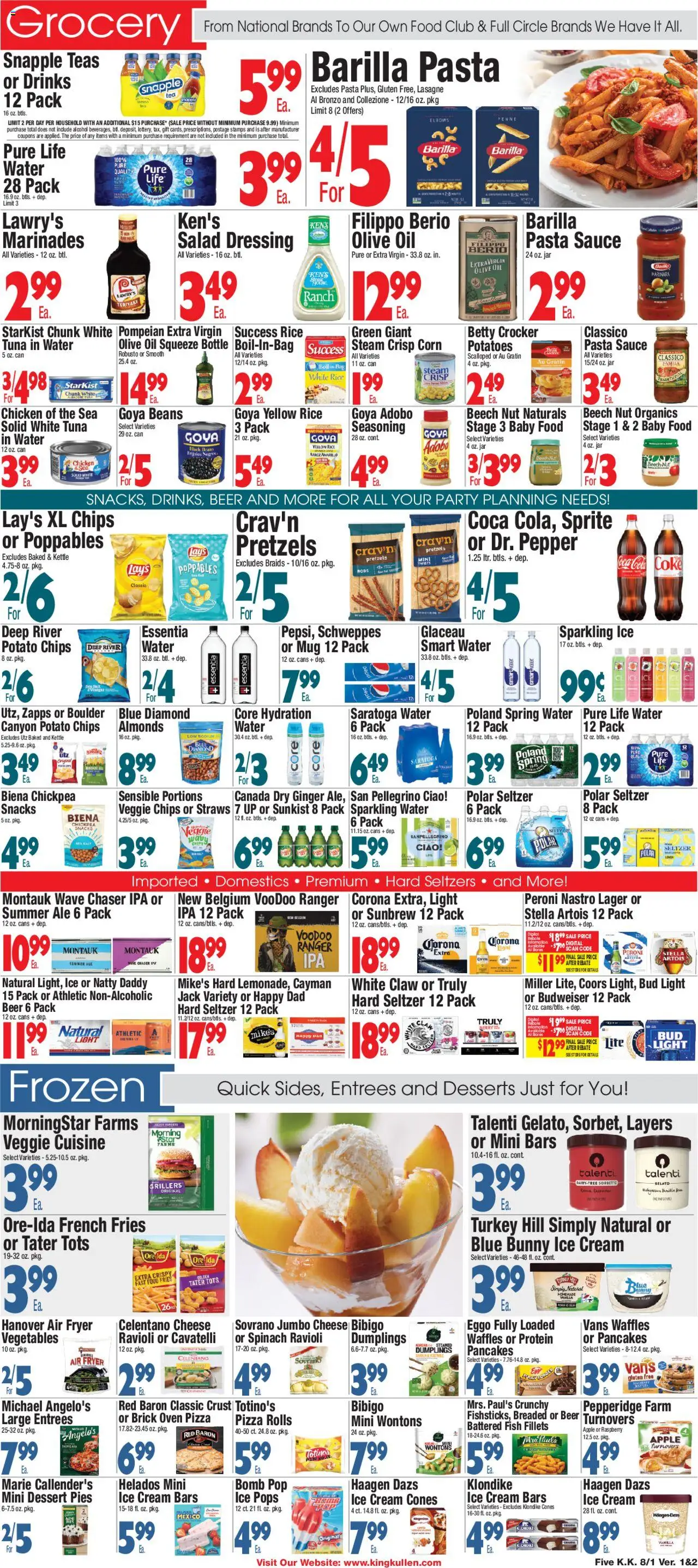 King Kullen Weekly Ad - valid from 01.08.2025 | Page: 5 | Products: Spinach, Chips, Ice cream, Raspberry