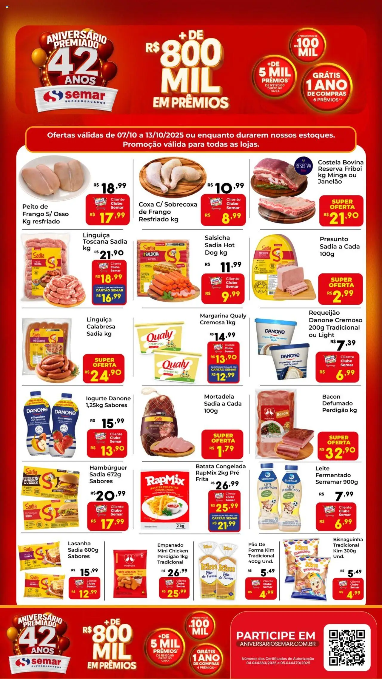 Semar Supermercado Folheto - válido de 07.10.2025 | Página: 5 | Produtos: Linguiça, Leite, Presunto, Lasanha