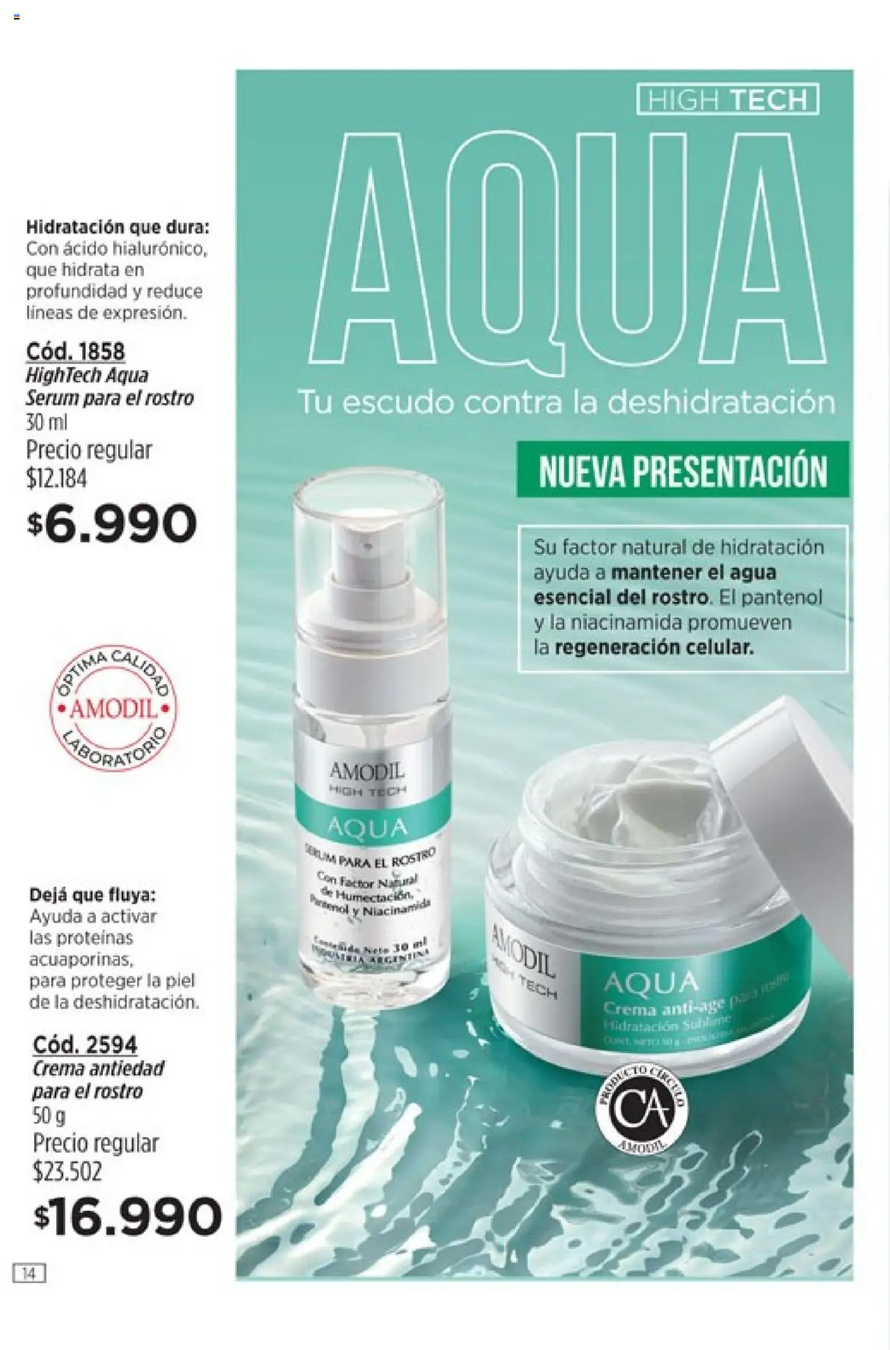 Catálogo Amodil Campaña 16 │ válido desde el 01.10.2025 | Página: 14 | Productos: Serum, Agua, Crema