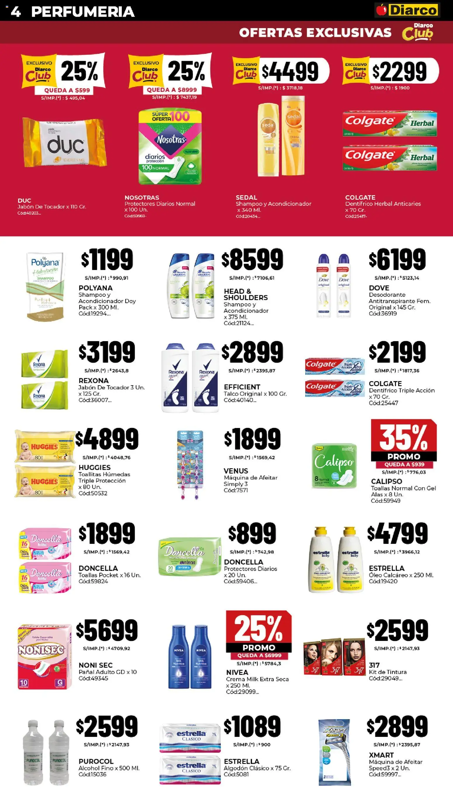 Diarco ofertas │ válido desde el 20.04.2026 | Página: 4 | Productos: Algodón, Maquina de afeitar, Tintura, Antitranspirante