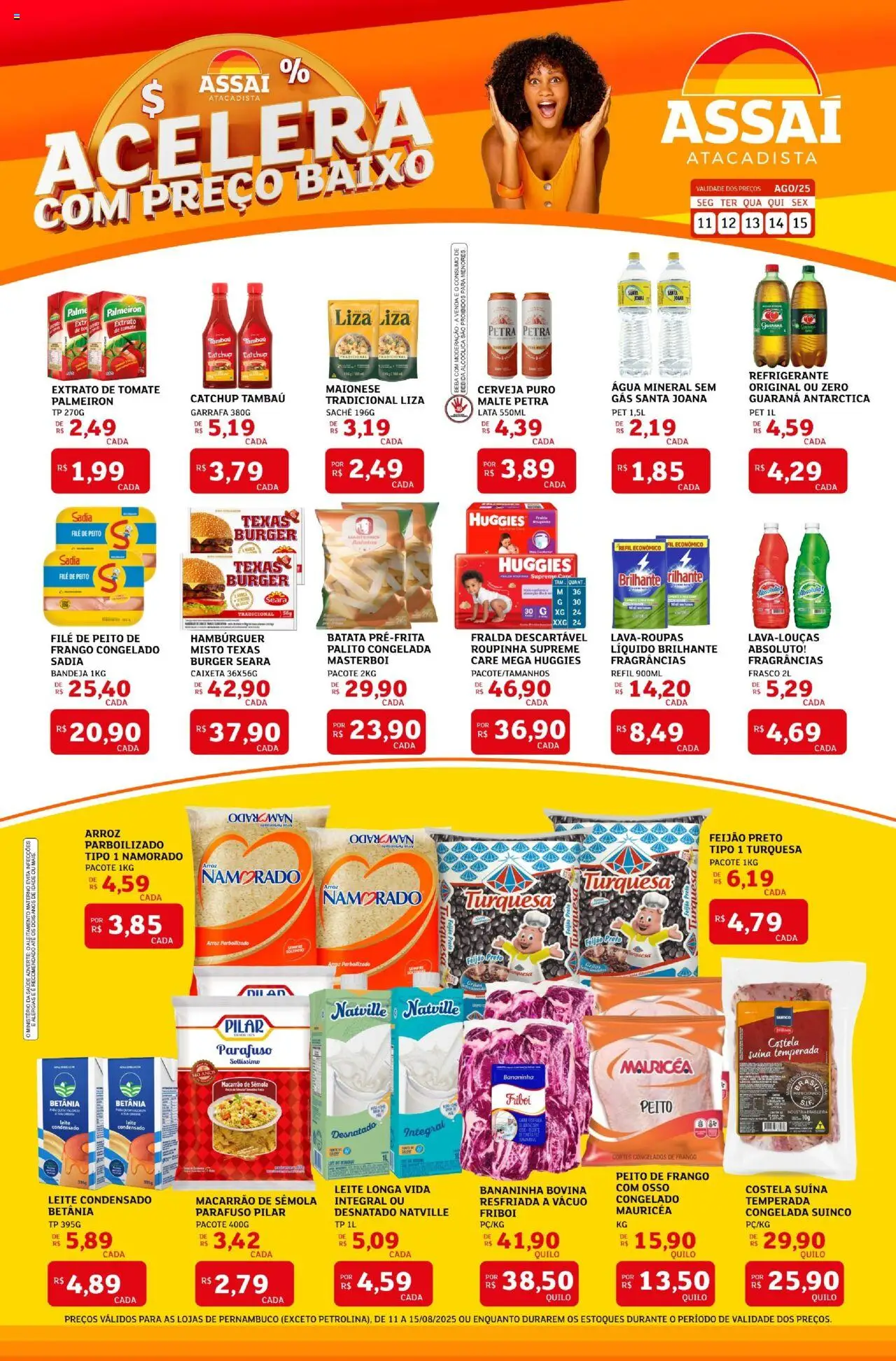 Assaí Atacadista Folheto - válido de 11.08.2025 | Página: 1 | Produtos: Feijão, Leite, Maionese, Leite condensado