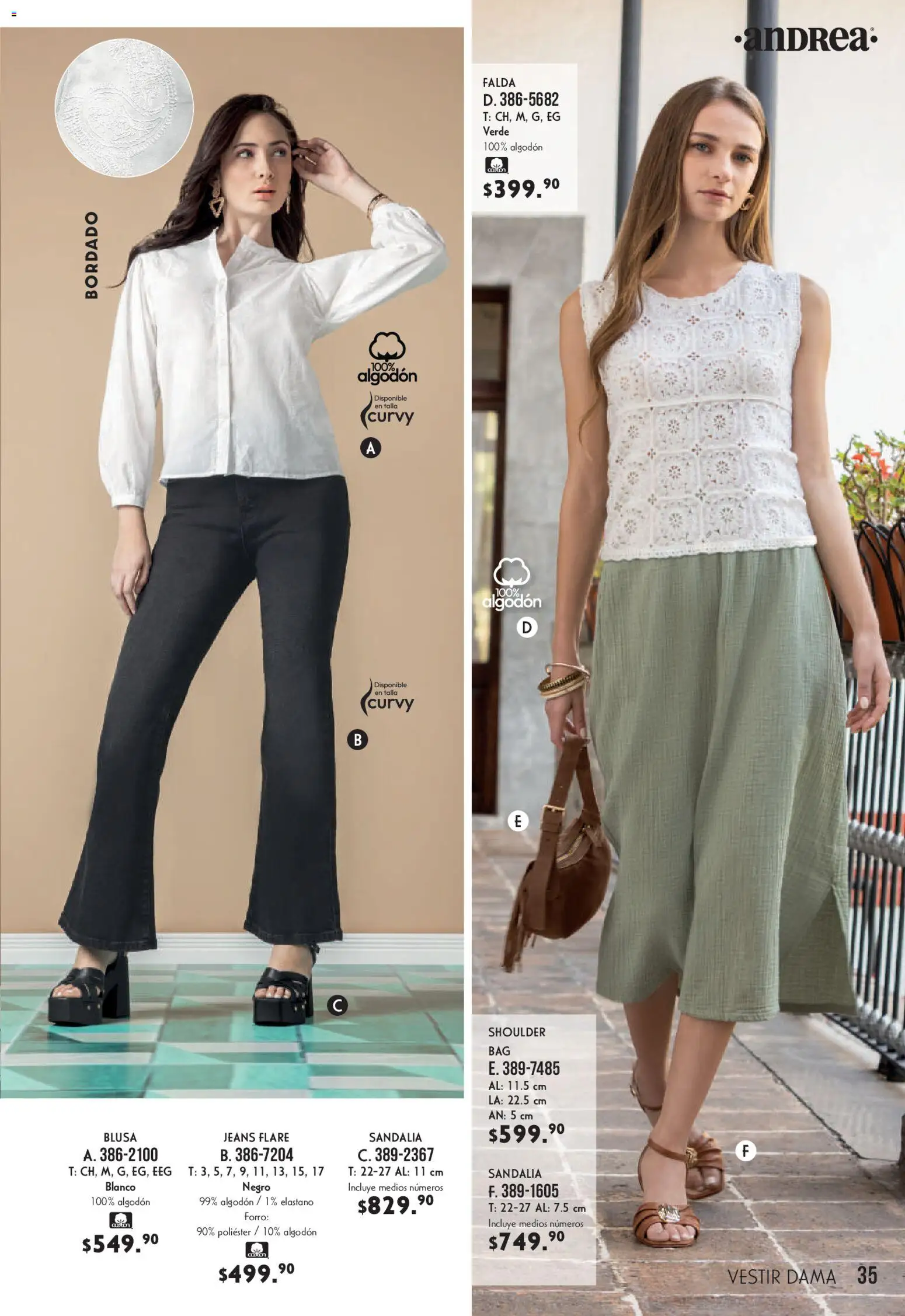 Nuevas ofertas de Andrea válidas en toda la República Mexicana desde el 22.03.2026. ¡Encuentra las mejores ofertas en Andrea catálogo Lo más top! | Página: 35 | Productos: Blusa, Algodón, Falda