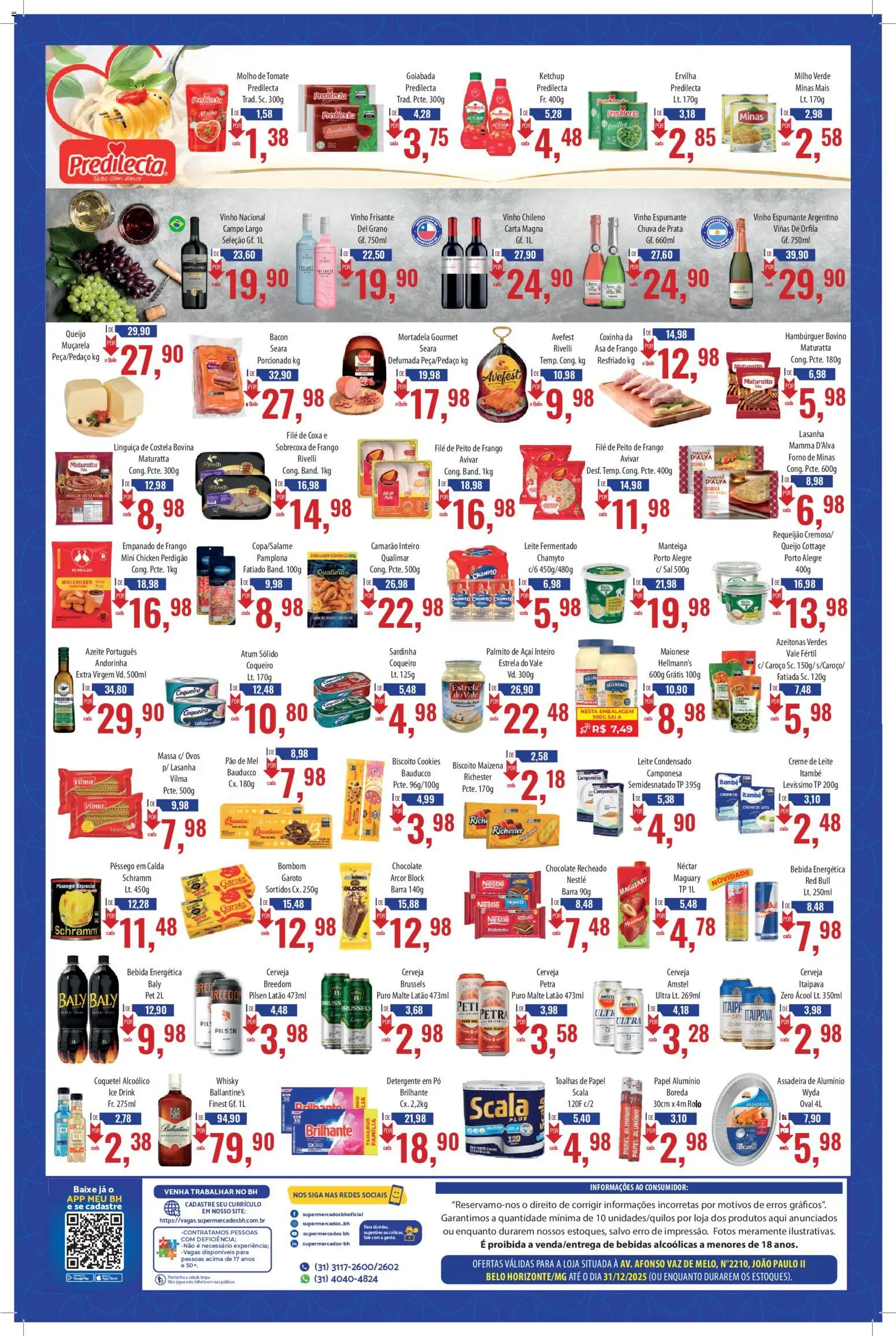 Supermercados BH Folheto - válido de 16.12.2025 | Página: 2 | Produtos: Whisky, Pão, Creme de leite, Sal