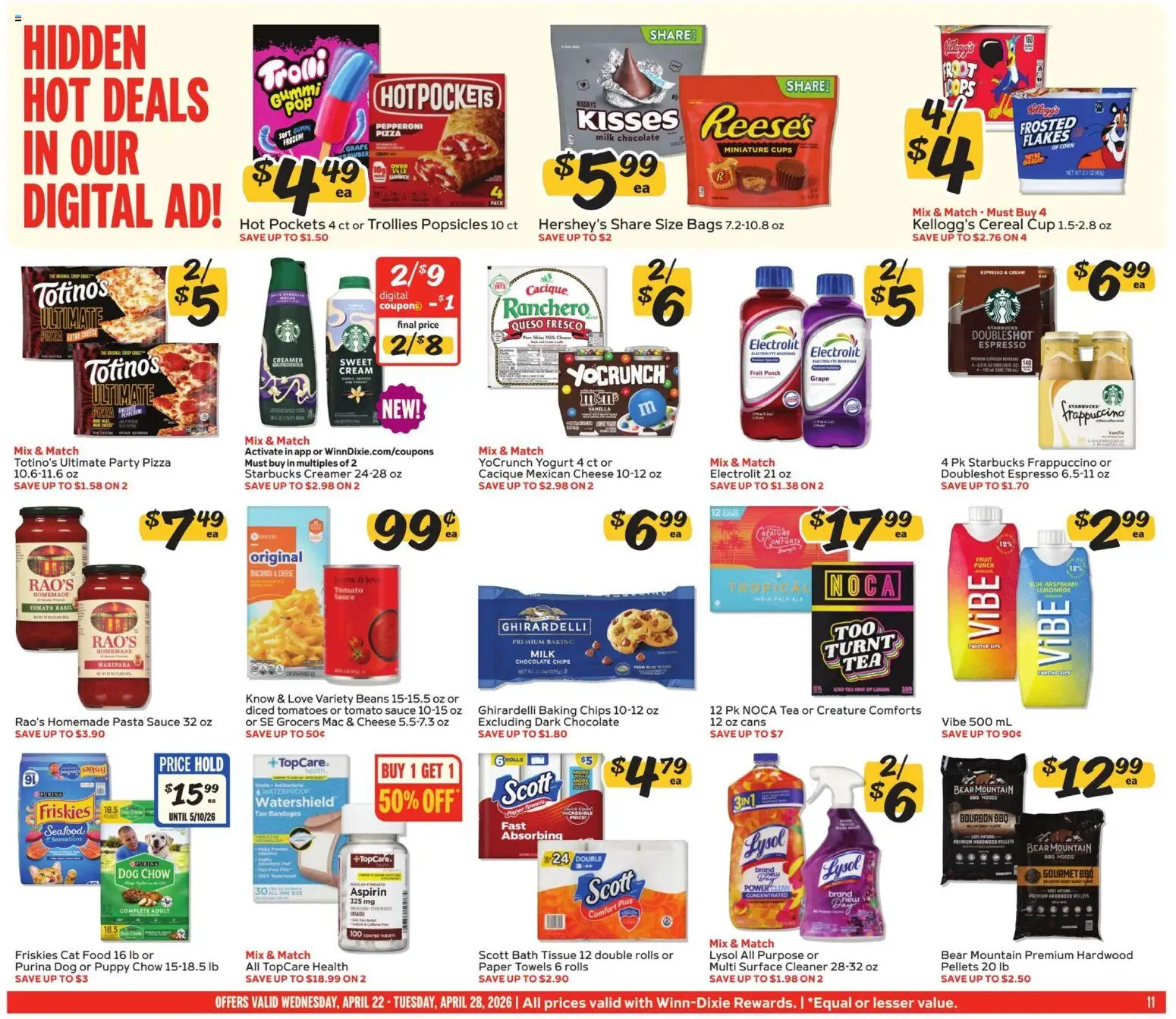 Winn Dixie Weekly Ad - valid from 22.04.2026 | Page: 11 | Products: Cheese, Tomatoes, Pasta, Cream