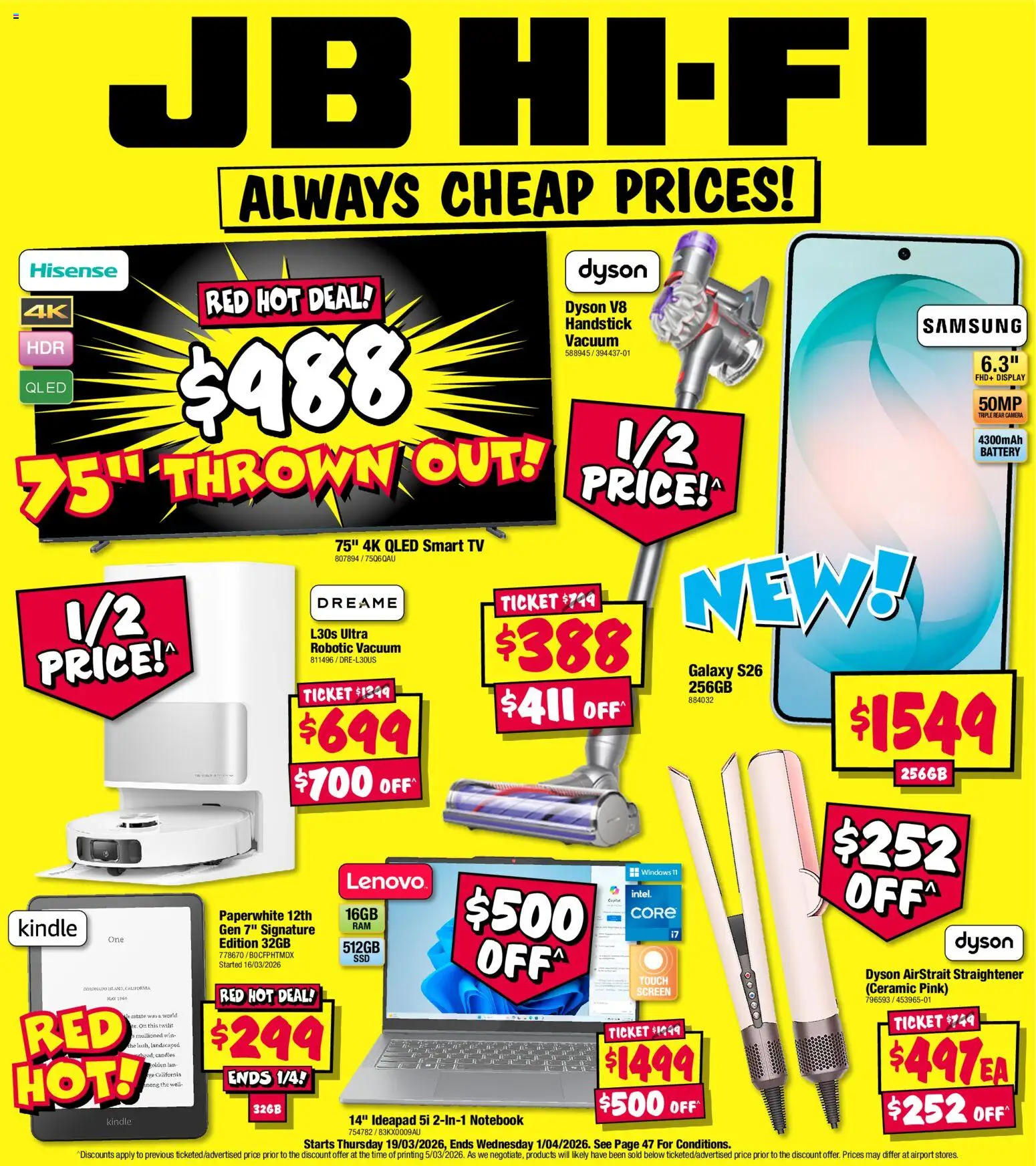 JB Hi-Fi catalogue - valid from 19.03.2026 | Page: 1 | Products: Notebook, Tv, Camera, Smart tv