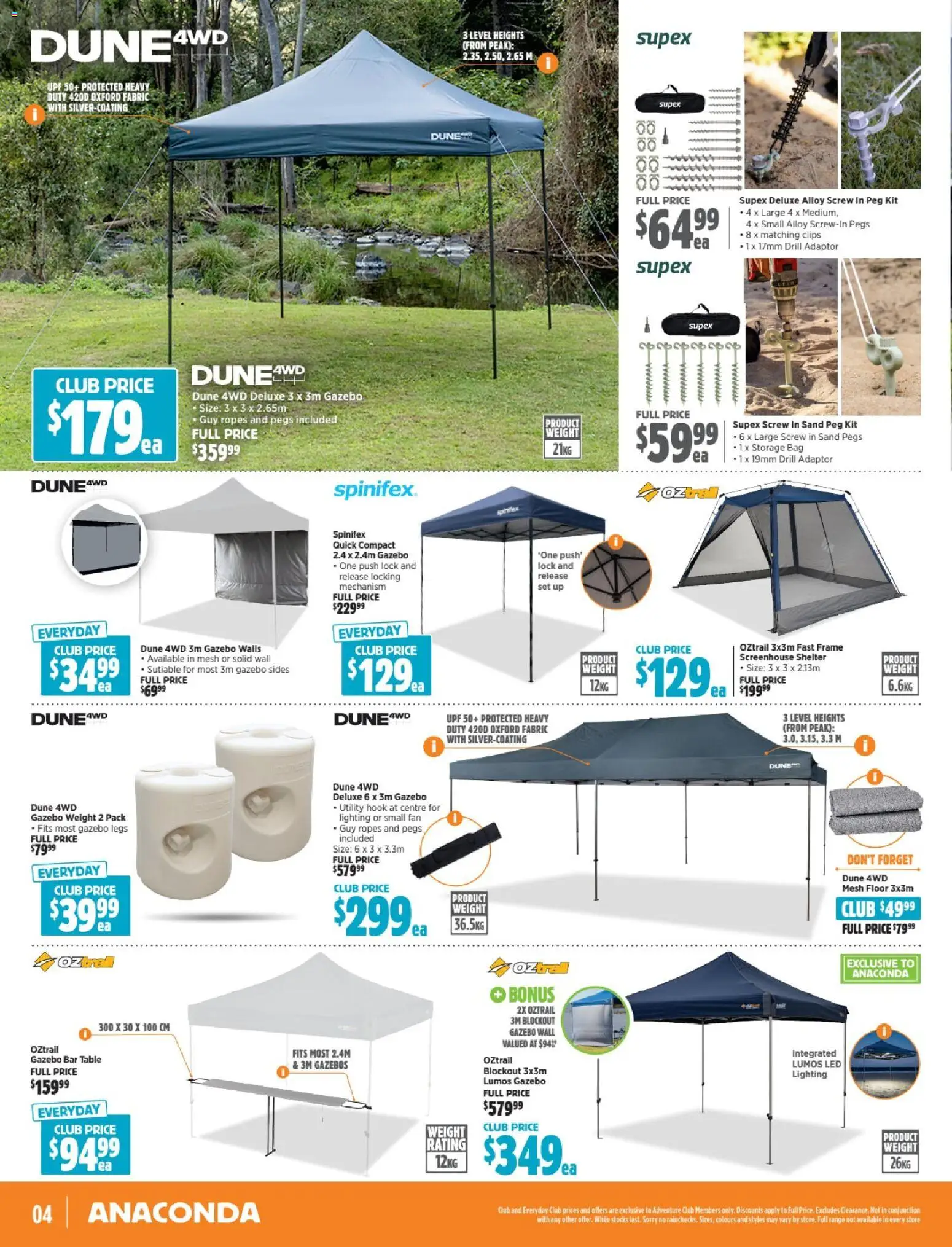 Anaconda catalogue - valid from 23.02.2026 | Page: 4 | Products: Table, Gazebo, Clips, Weight