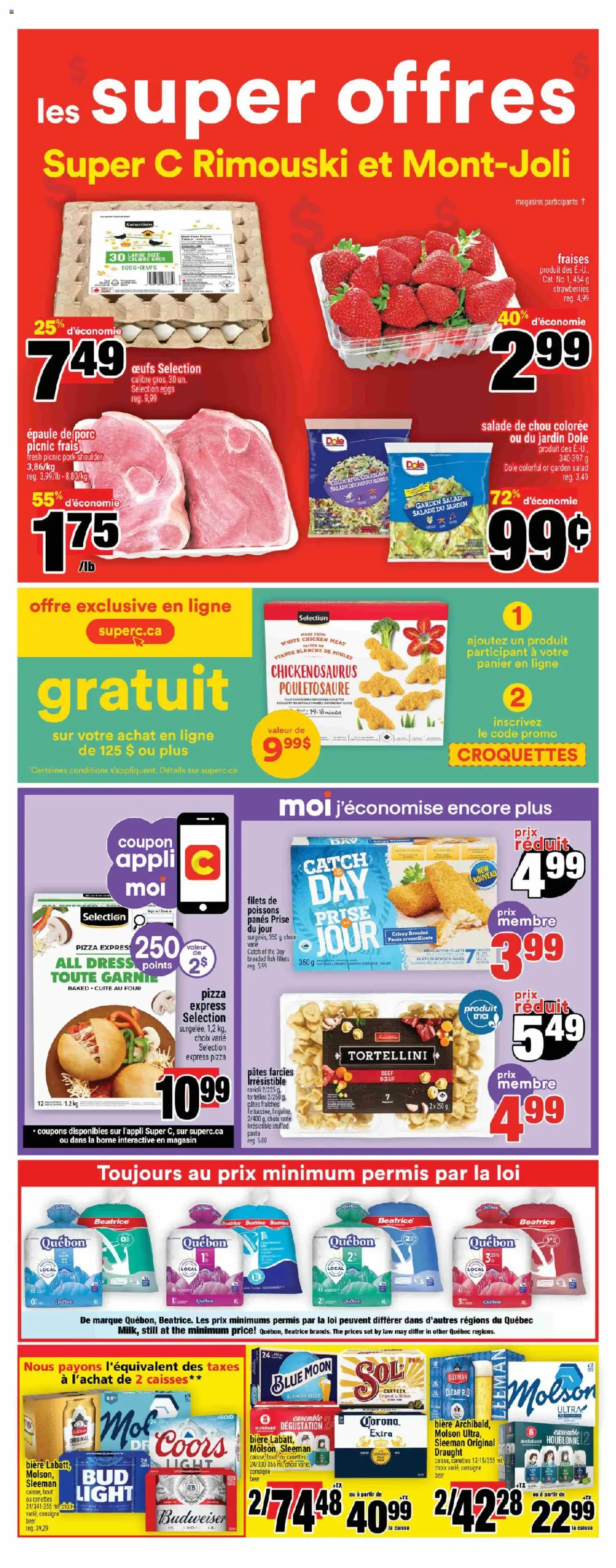 Super C flyer valid from 23.10.2025 | Page: 3 | Products: Fish, Strawberries, Pasta, Beer