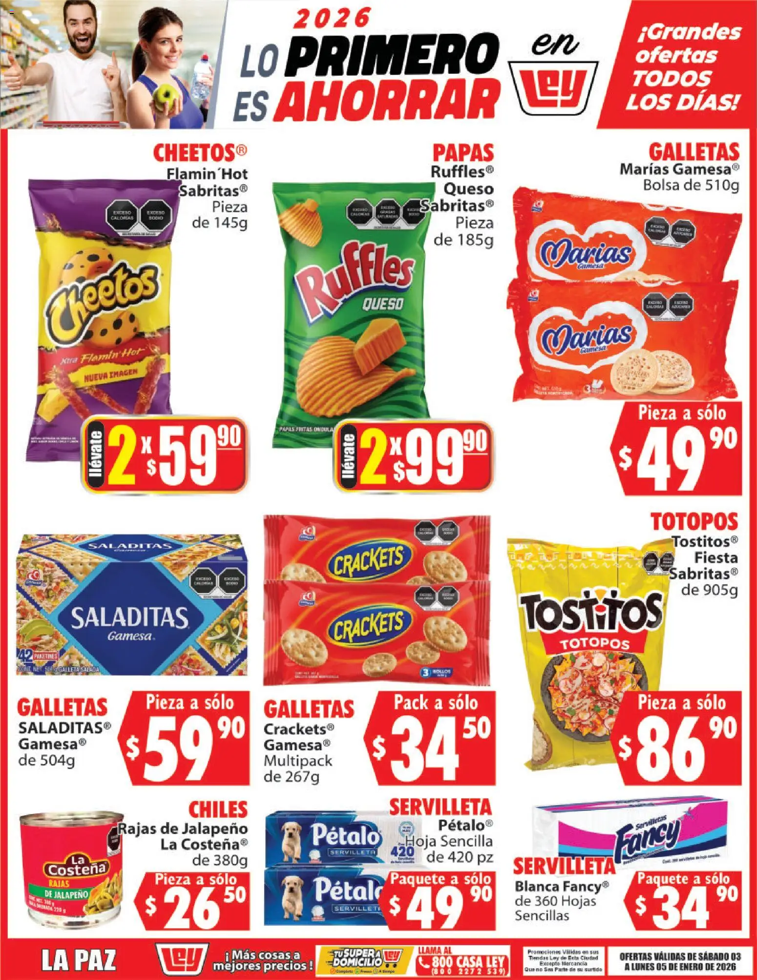 Nuevas ofertas de Casa Ley válidas en toda la República Mexicana desde el 03.01.2026. ¡Encuentra las mejores ofertas en Casa Ley folleto Lo Primero Es Ahorrar! | Página: 3 | Productos: Bolsa, Queso, Galletas