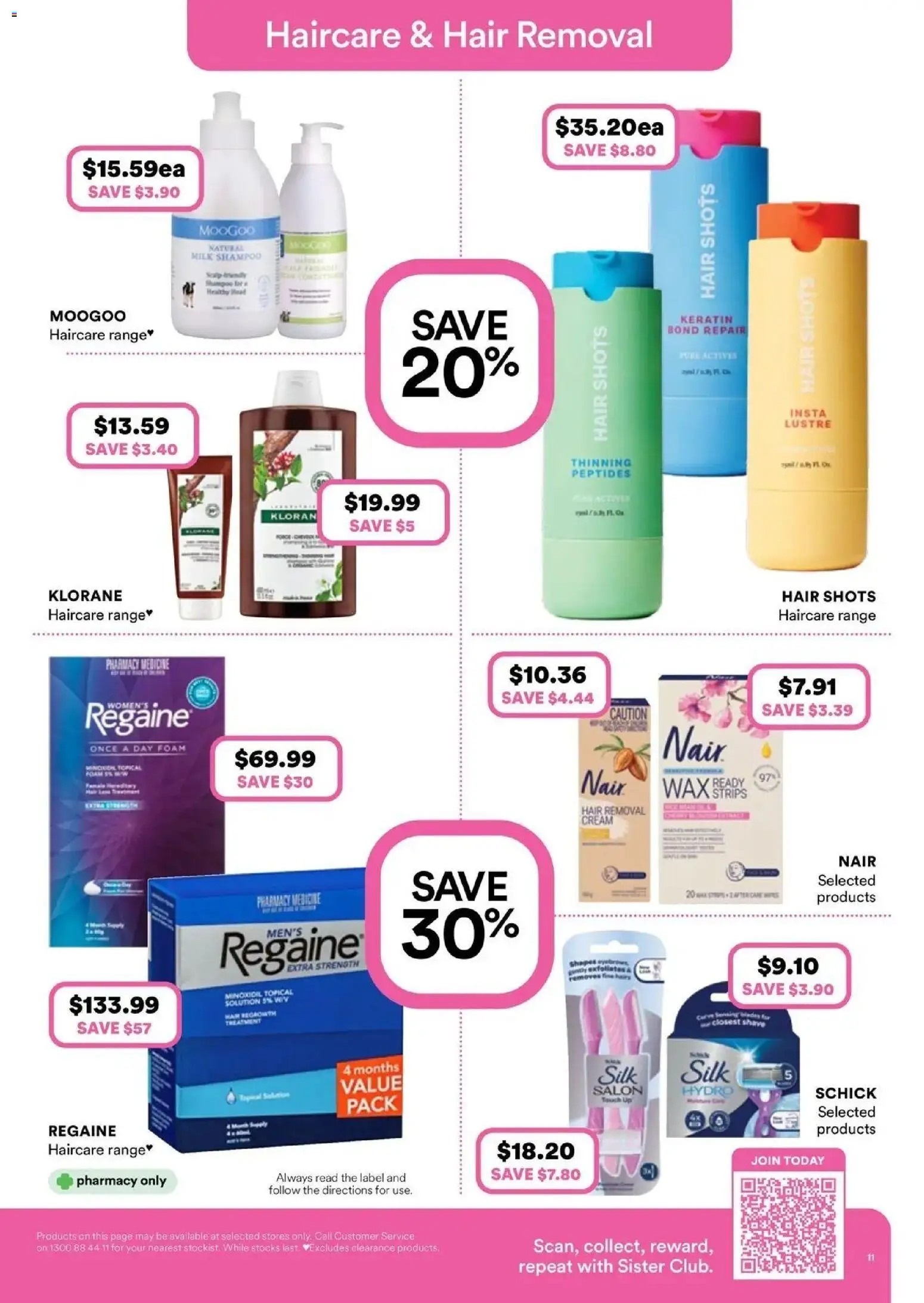 Priceline Pharmacy catalogue - valid from 08.04.2026 | Page: 11 | Products: Milk, Shampoo, Cream, Hair removal