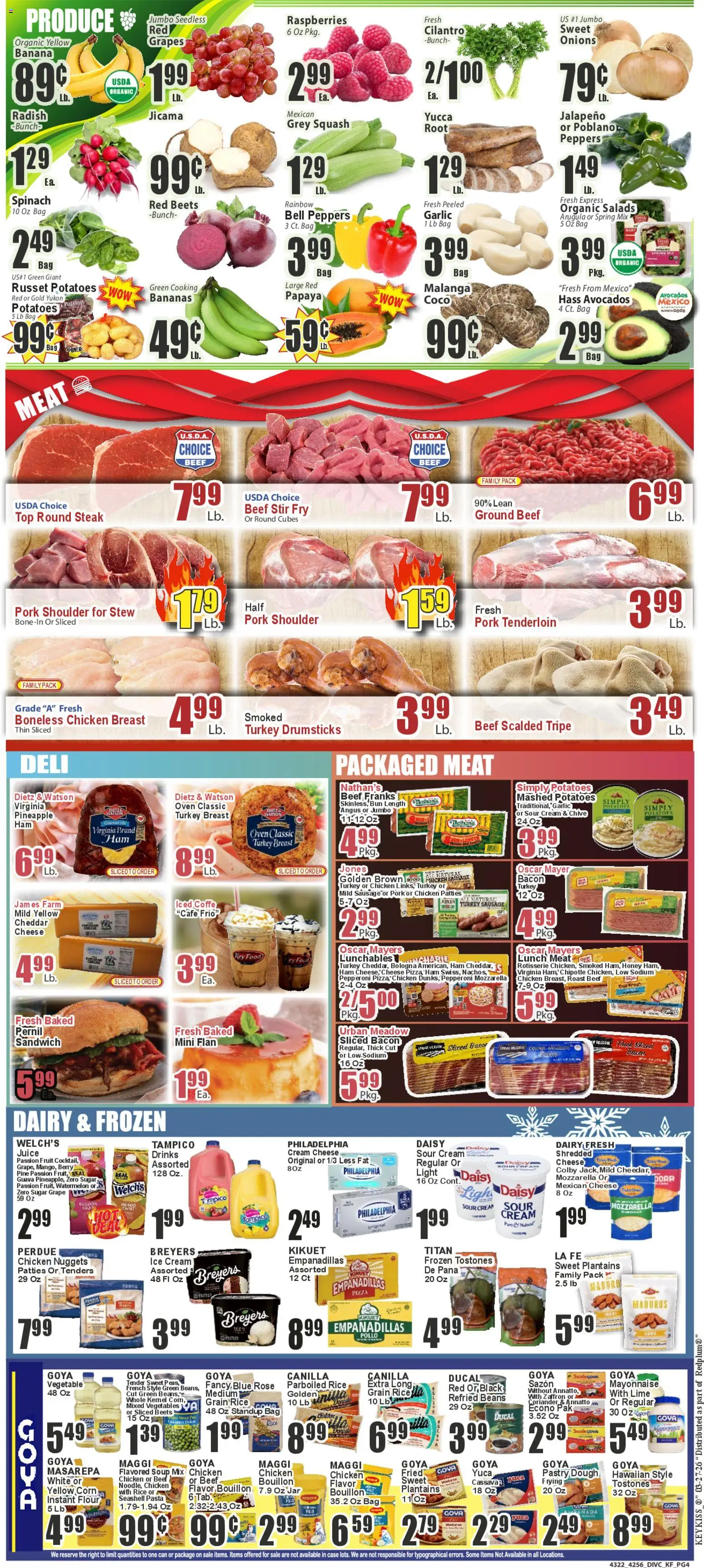 Key Food Weekly Ad - valid from 27.03.2026 | Page: 4 | Products: Juice, Beef, Potatoes, Lime