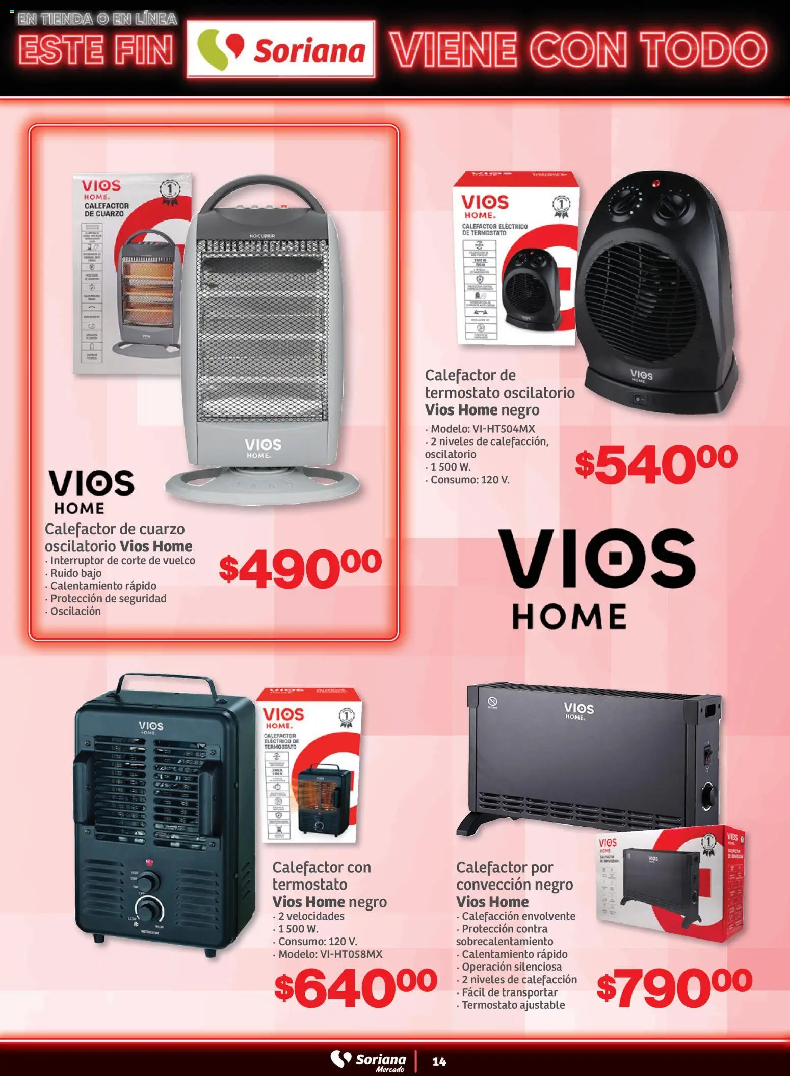 Nuevas ofertas de Soriana válidas en toda la República Mexicana desde el 29.10.2025. ¡Encuentra las mejores ofertas en Soriana - Este fin Soriana viene con todo Mercado Nacional! | Página: 14 | Productos: Calefactor