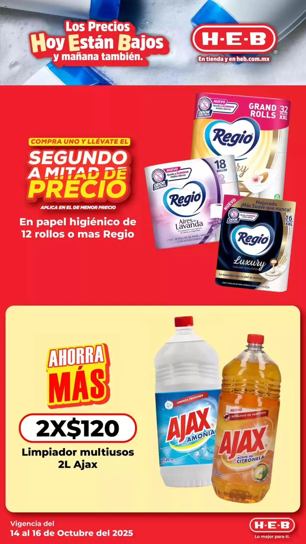 Nuevas ofertas de H-E-B válidas en toda la República Mexicana desde el 14.10.2025. ¡Encuentra las mejores ofertas en H-E-B - Folleto! | Página: 6 | Productos: Aceite, Limpiador, Repelente, Papel higiénico