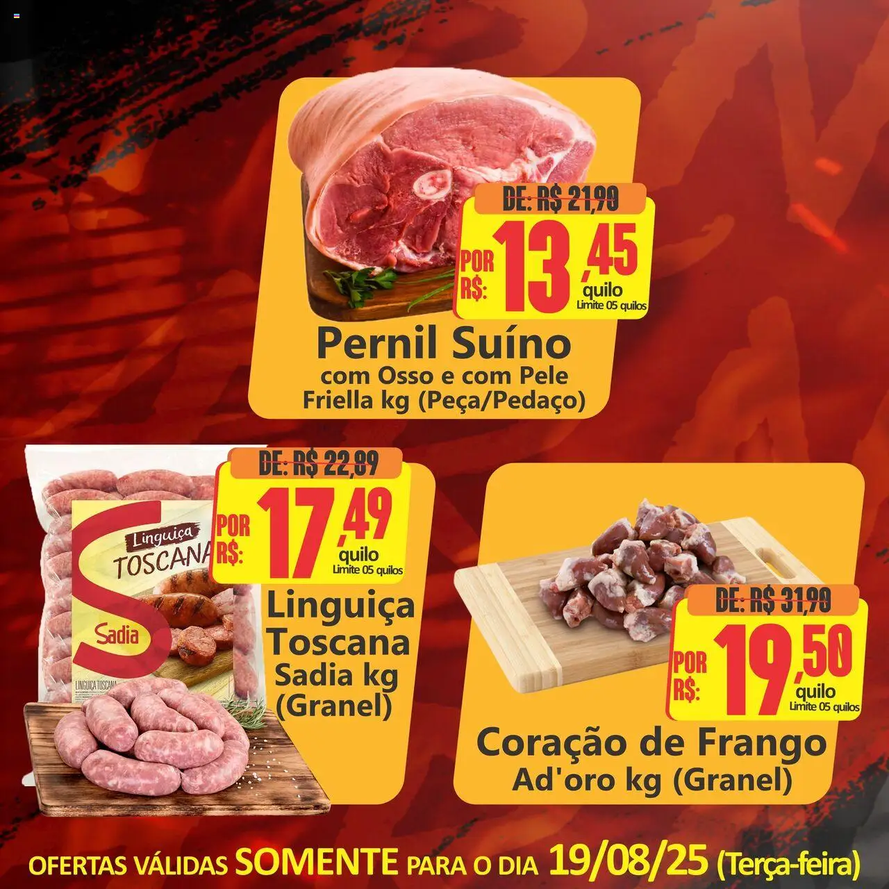 Big Supermercados Folheto - válido de 19.08.2025 | Página: 3 | Produtos: Linguiça, Coração de frango, Pernil, Frango