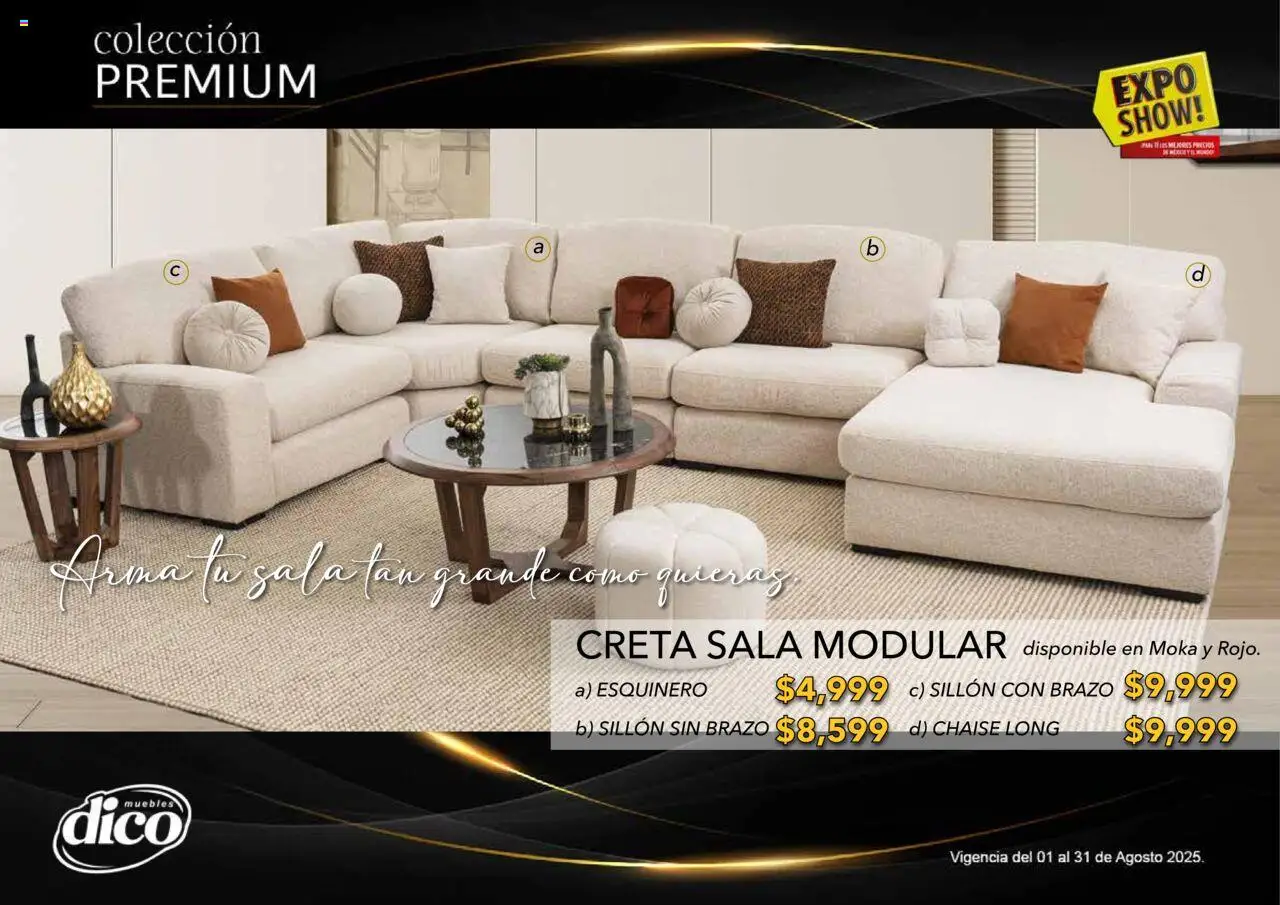 Nuevas ofertas de Muebles Dico válidas en toda la República Mexicana desde el 01.08.2025. ¡Encuentra las mejores ofertas en Muebles Dico - Catálogo Expo Show Premium Agosto! | Página: 23 | Productos: Sillón, Modular