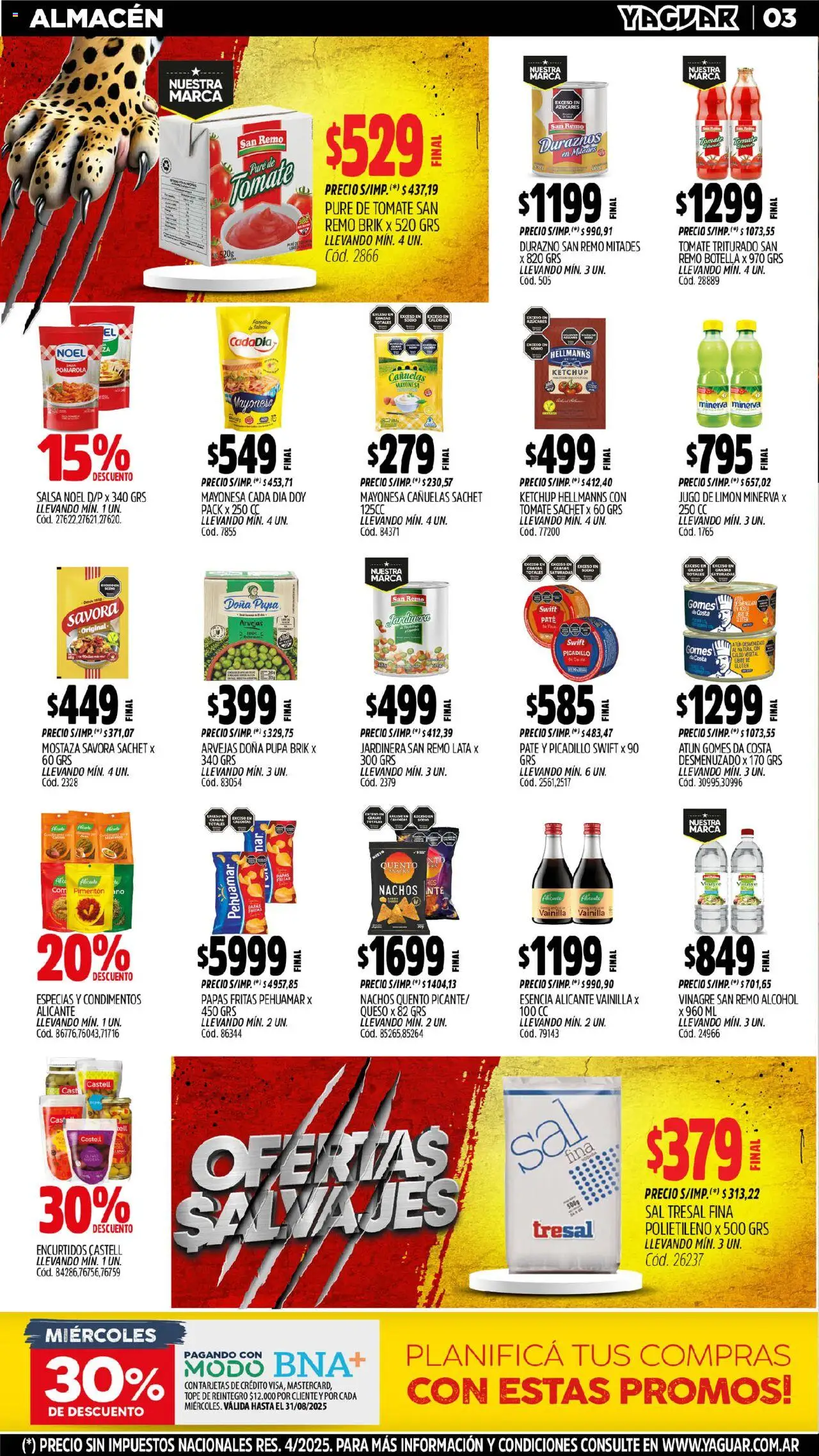 Yaguar - Córdoba │ válido desde el 04.08.2025 | Página: 3 | Productos: Ketchup, Sal, Limón, Picadillo
